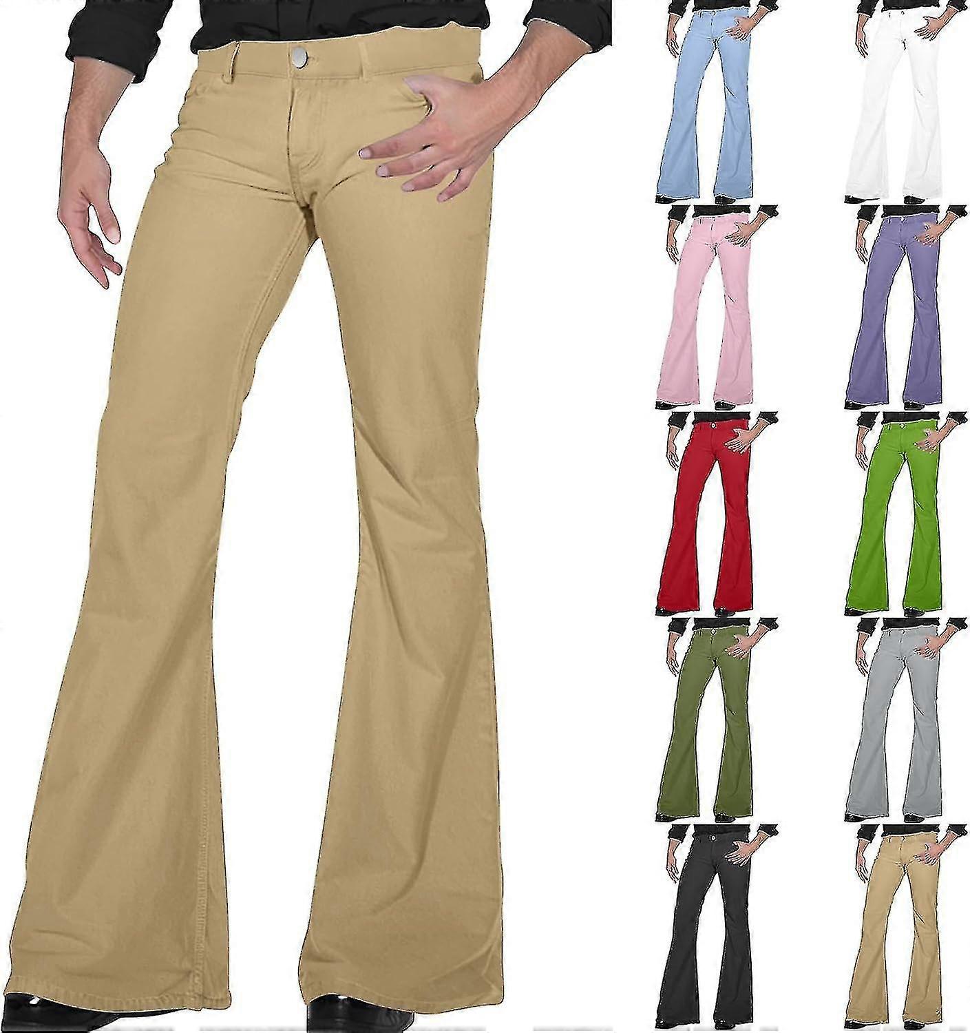 70s سروال ديسكو للرجال رجالي بيل أسفل الجينز السراويل 60s 70s قيعان الجرس خمر السراويل الدنيم الجينز للرجال