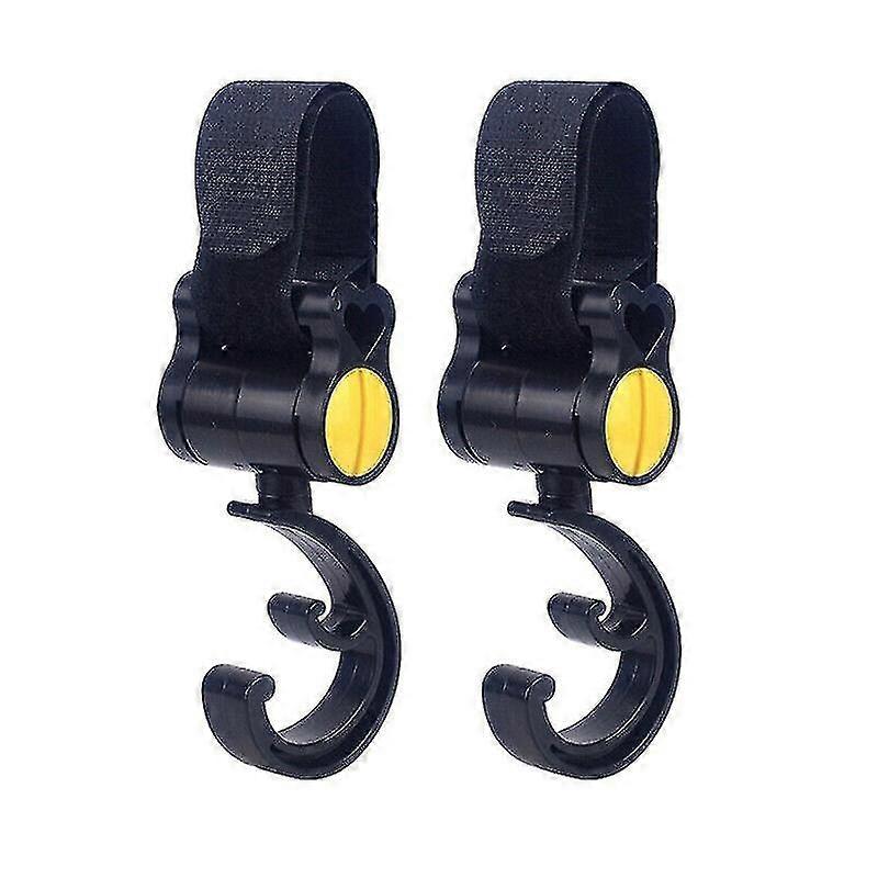 2024 Baby Stroller Hooks Pram Buggy Shopping Bag Holder Hangers Storage Random Colouryellow2pcs)