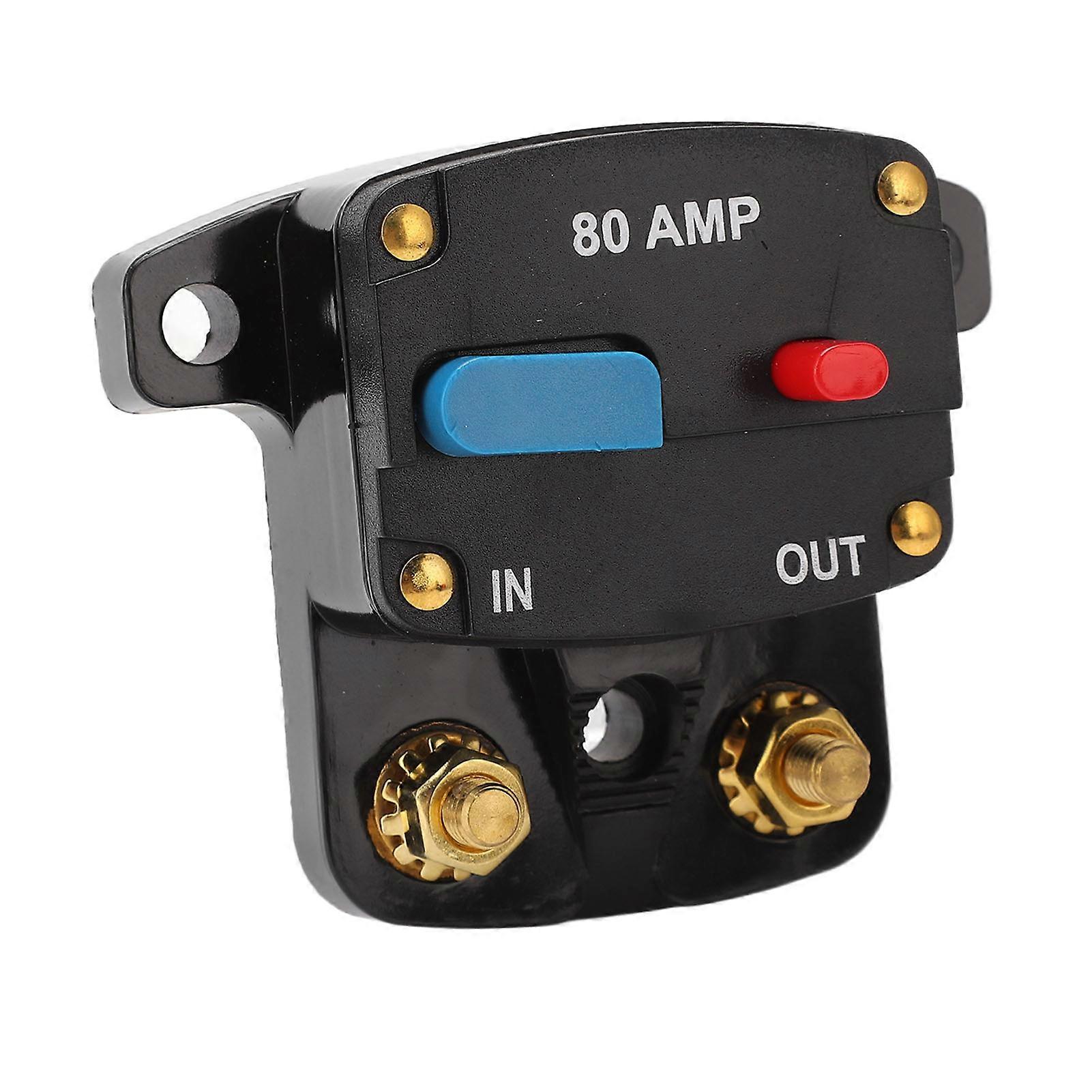 Car Audio Circuit Breaker Manual Reset Fuse Inline Inverter Holder for Car Audio Stereo System Boat Trucks Buses 80A