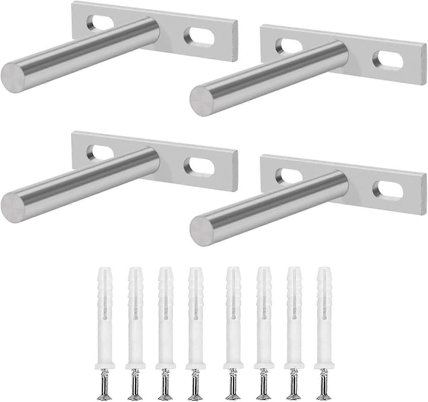4 pcs Floating Shelf Bracket,4 Inch Invisible Hidden Heavy Duty Shelf 100mm with 8 pcs Expansion Screws 5 x 60mm for Wall Mounted Decoration Cabinet F