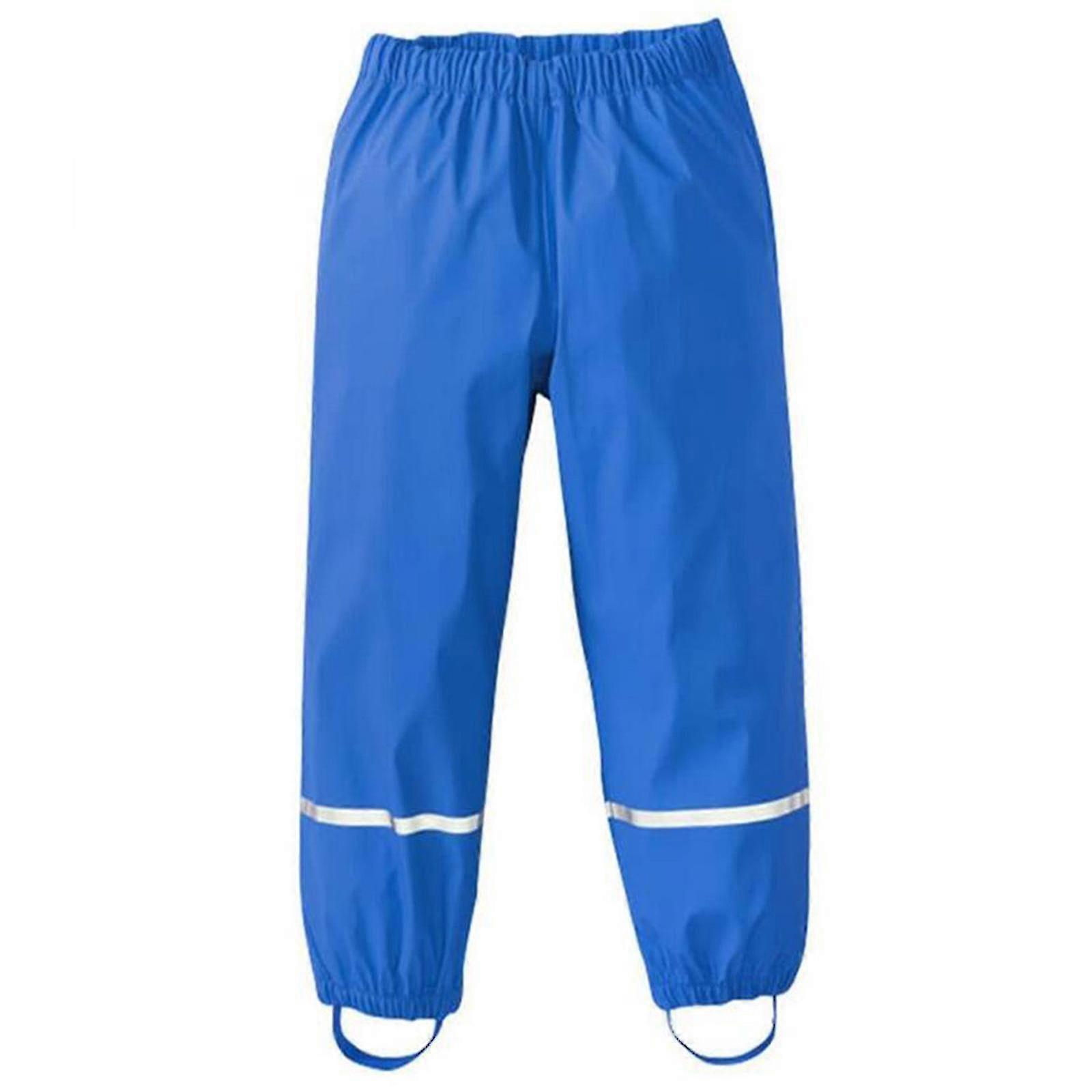 Children's Rain Pants Waterproof Breathable Buddelhose Mud Pants For Girls Boys 122 Blue