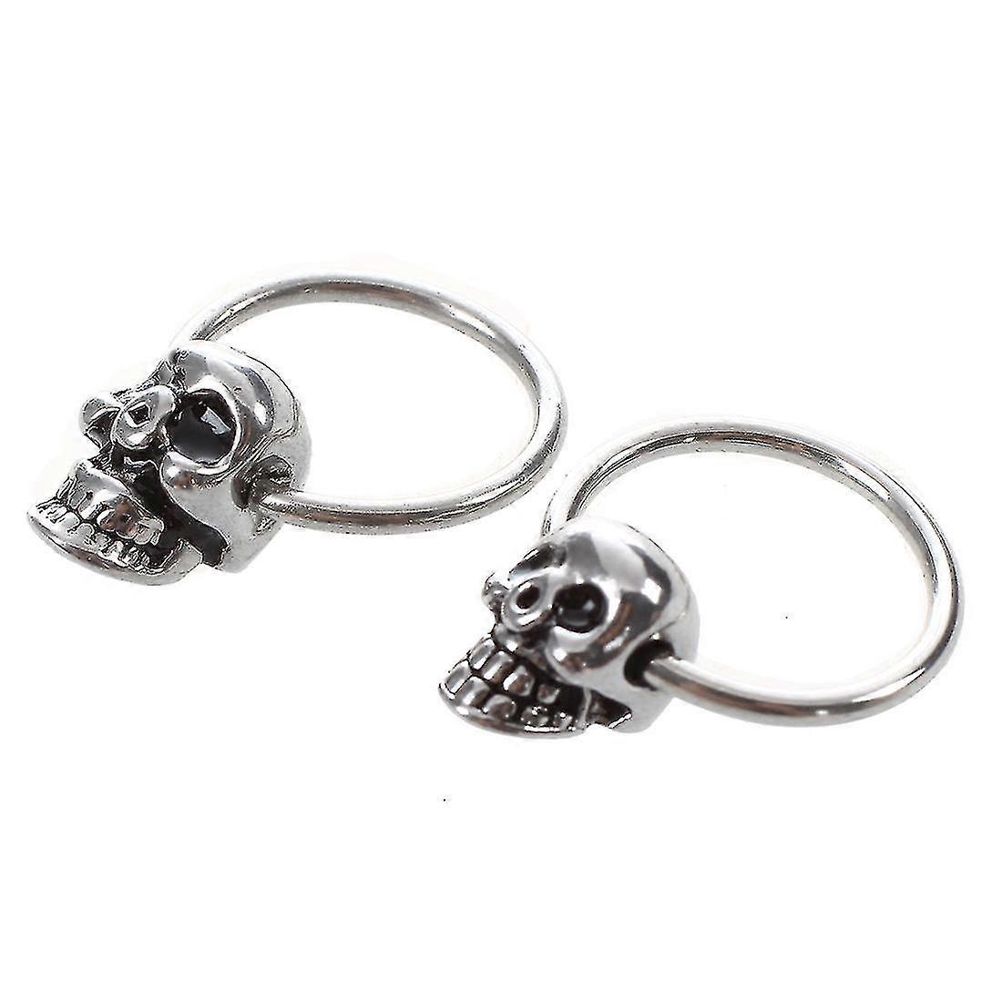 Stainless Steel Skull Round Hoop Loop Earrings 0.39x0.28" Fashion