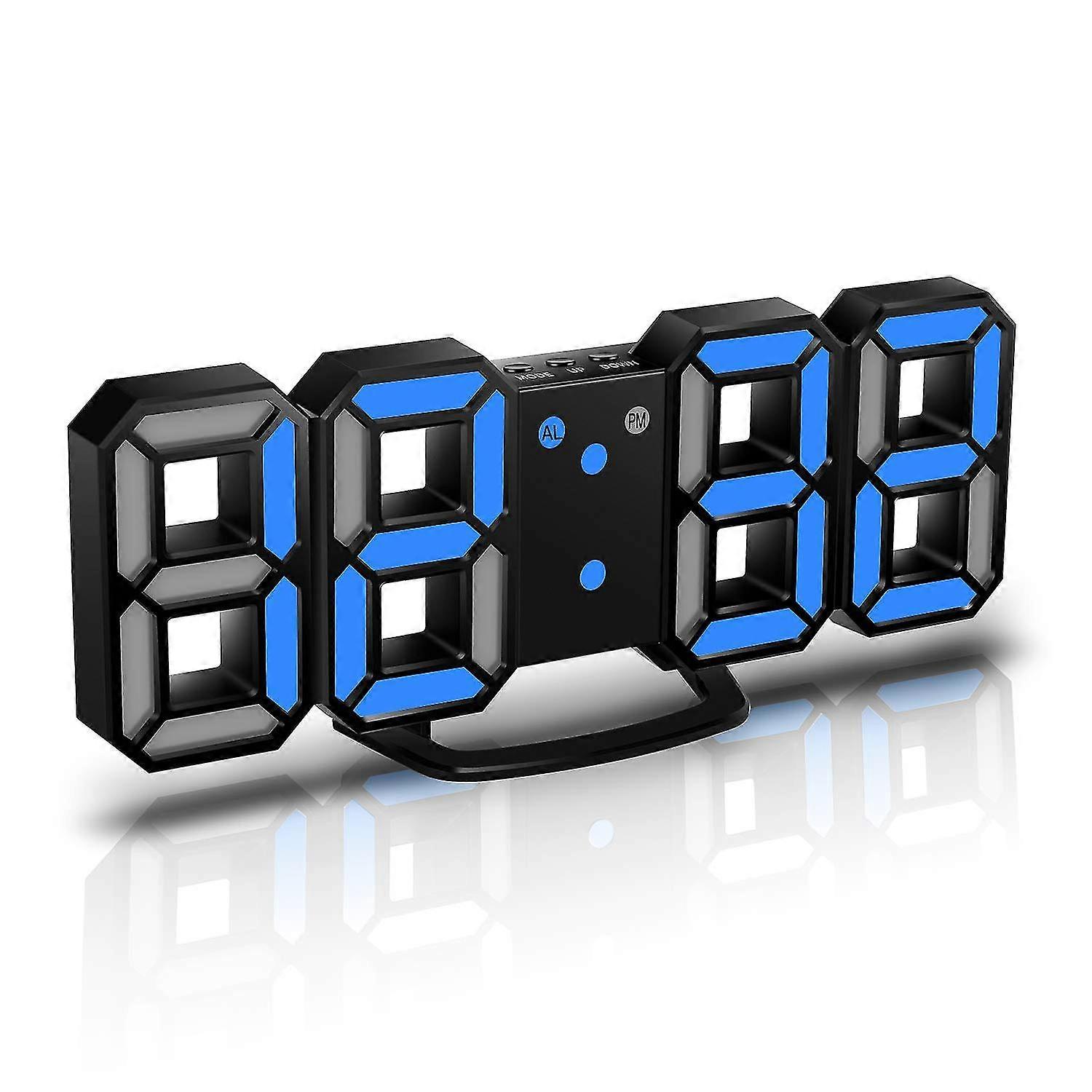 3d Led Digital Alarm Clock, With 3 Adjustable Brightness Levels, Dimmable Night Light Function-blue