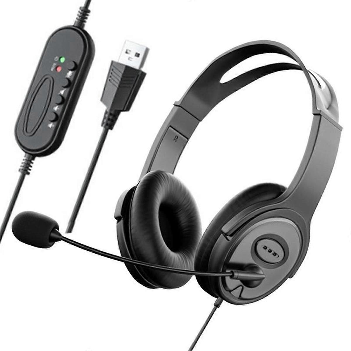 Callcenter-Headset-Stereo-Kopfhörer mit Noise-Cancelling-Mikrofon für Zoom Skype Office Call C