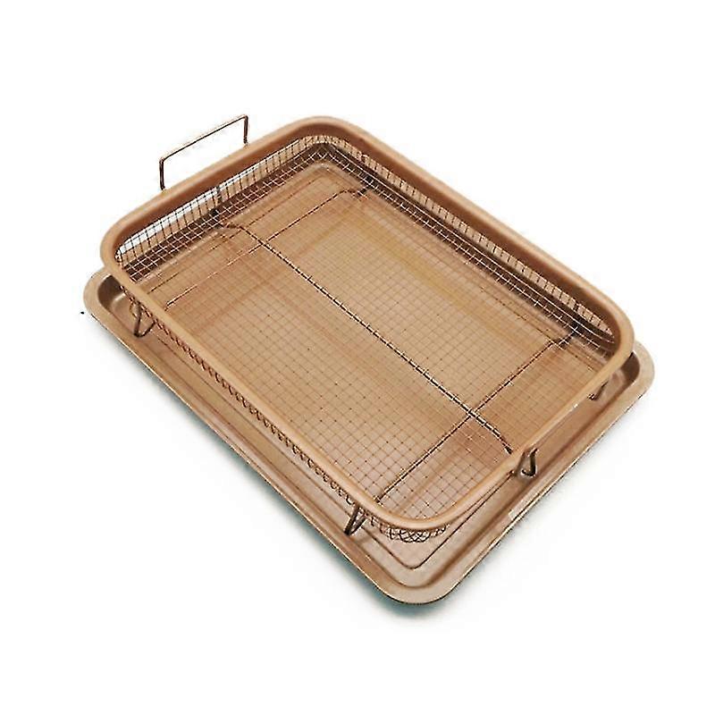 Metal Oven Crisper Tray Non Stick Cookie Sheet Air Fry Pan Grill Chips Basket