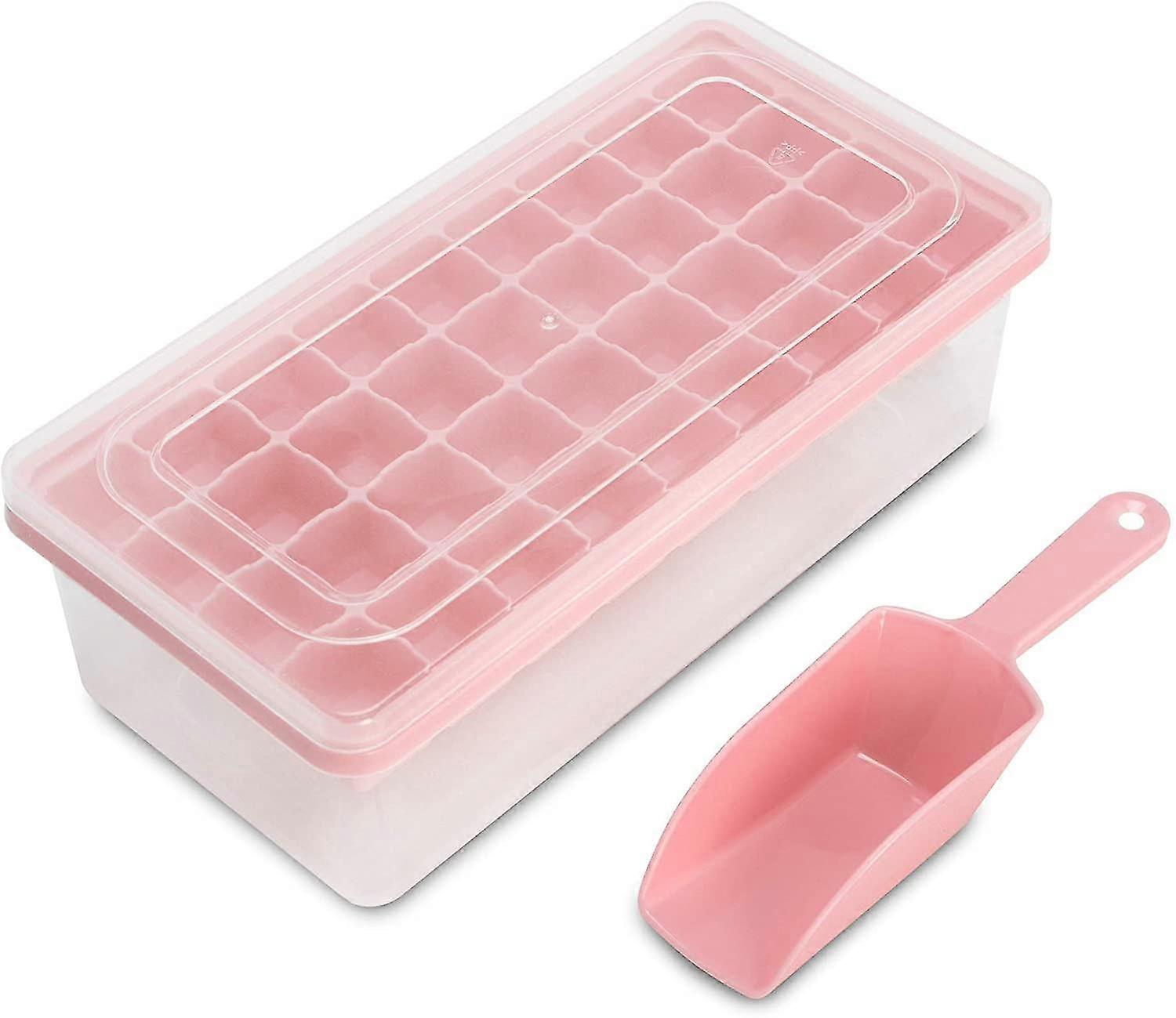 Ice Cube Tray Lid And Bin Silicone Ice Tray With Scoop 36 Gridspink