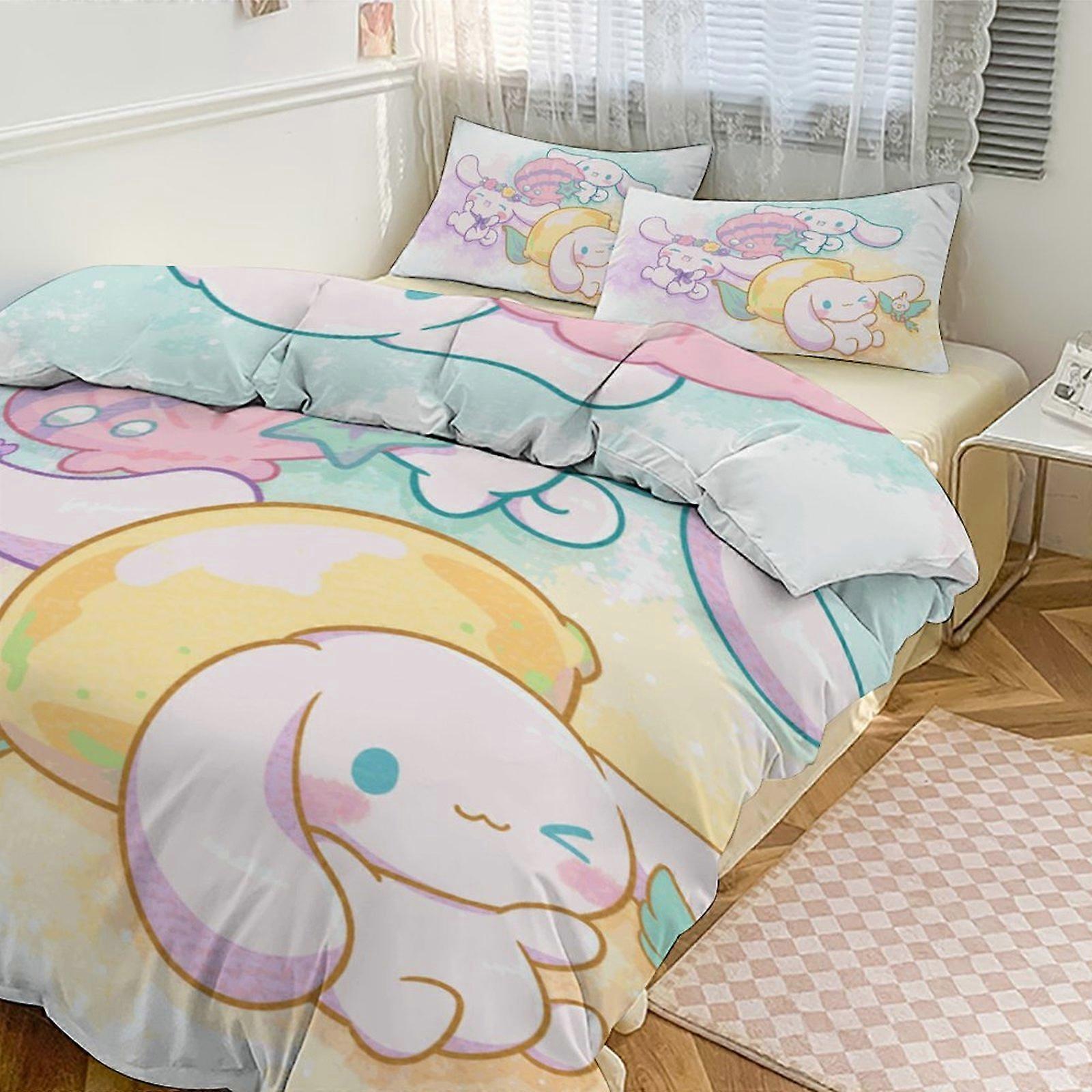 a2441 Tecknad Cinnamoroll 3-delad bäddset Varm och bekväm Kawaii sängkläder Söta mjuka mikrofibersängkläder för pojkar flickor barn jfr2441