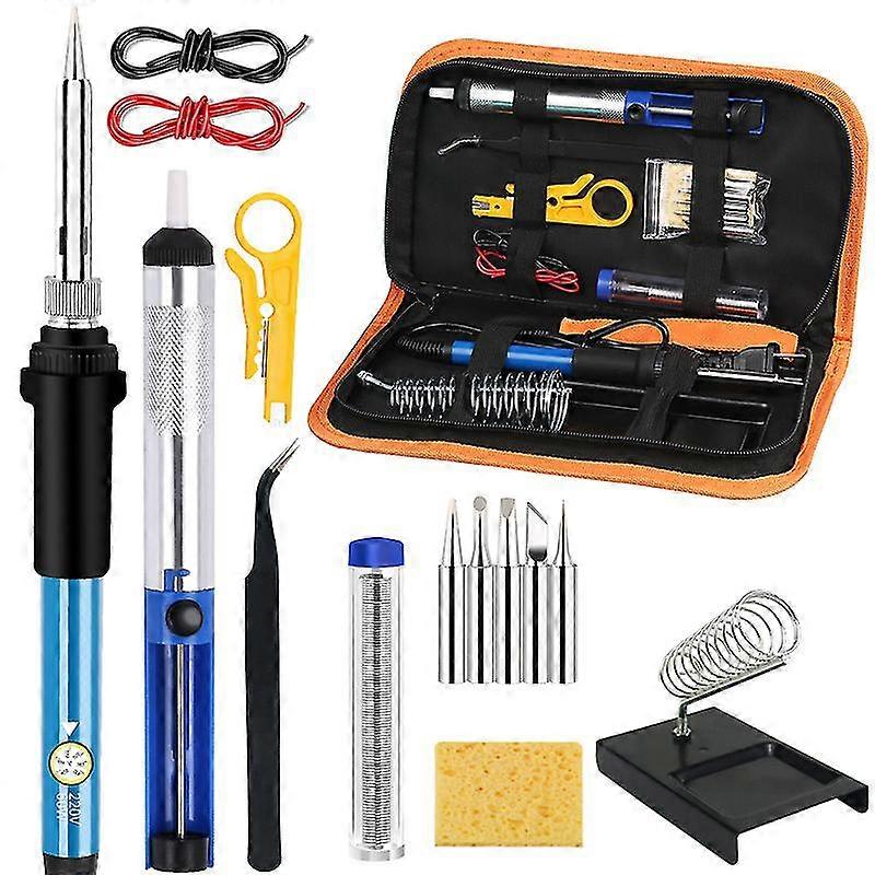 Soldering Iron Kit, Tabiger 60w Welding Tools With Adjustable Temp 200-450c And On/off Switch, 5 Soldering Tips, Desoldering Pump, Solder Wire, Wire S