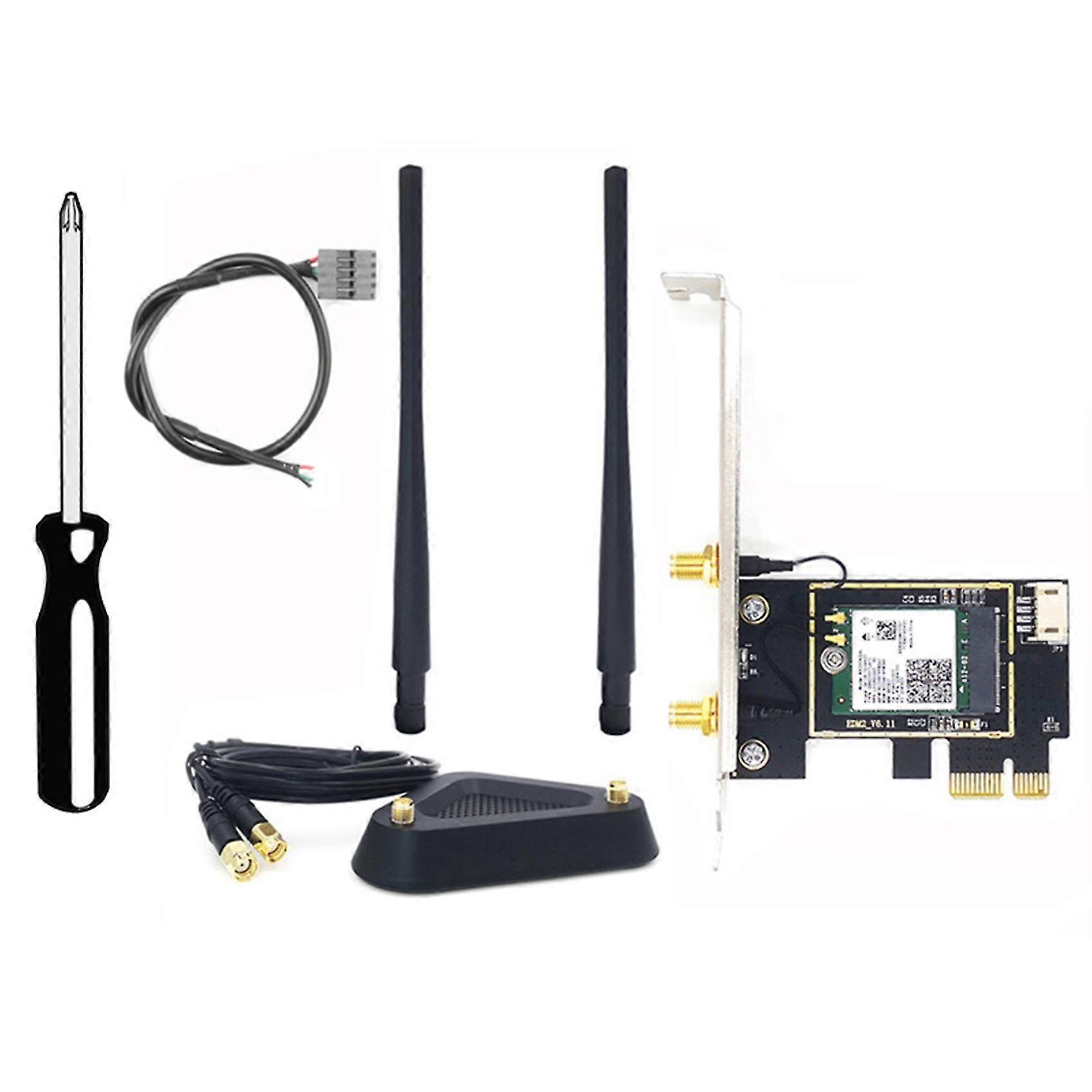 Ax210 Wifi6e Desktop Built-in Pcie Wireless Network Card With Removable 8db Extension Cable Antenna