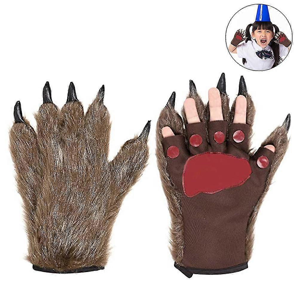 Werewolf Gloves Paw Fingerless Winter Plush Gloves 1pair
