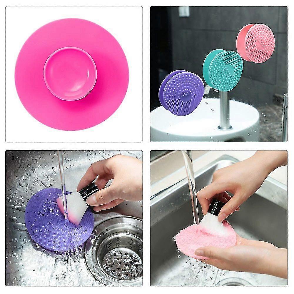 4 Packs Silicone Makeup Brush Cleaning Mat, Round Makeup Brush