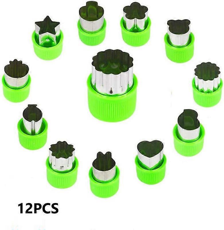 Vegetable Cutters Shapes Set, 12pcs Stainless Steel Mini Cookie Cutters, Vegetable Cutter and Fruit Stamps Mold