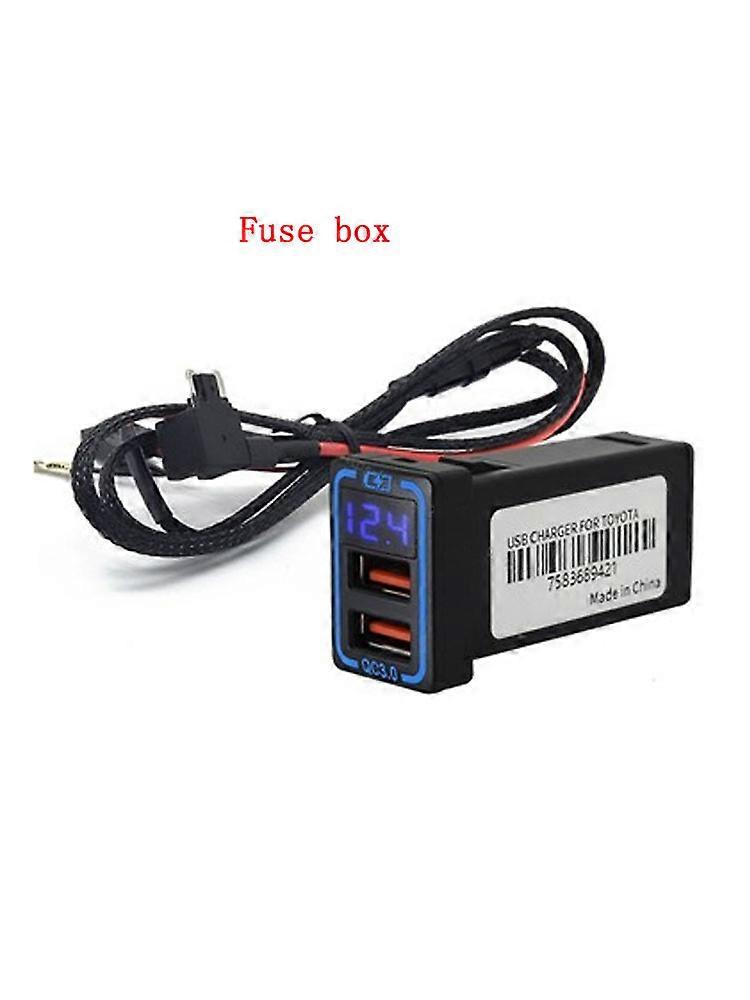 1pc USB Charger Car Interface Socket Double Connector Double QC3.0 Voltage Display For TOYOTA RAV4 9-18 Corolla Prado Camry Reiz