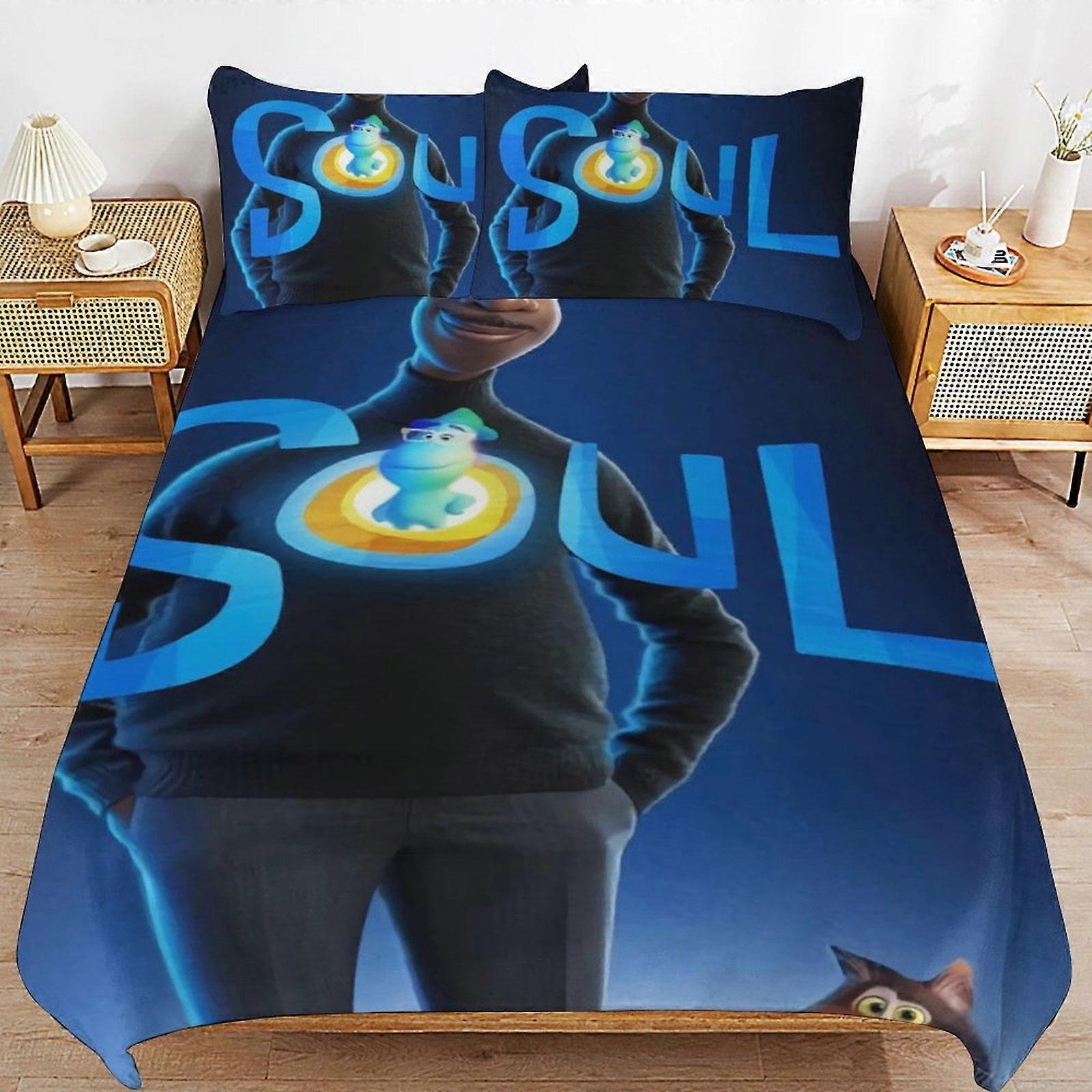 v6702 Lakan Sängkläder Soul Cartoon Sängkläder Ultra Mjuk Hudvänlig Påslakan 3 delar, Söt Täcke Täcke Sängset för pojkar flickor barn ( 1