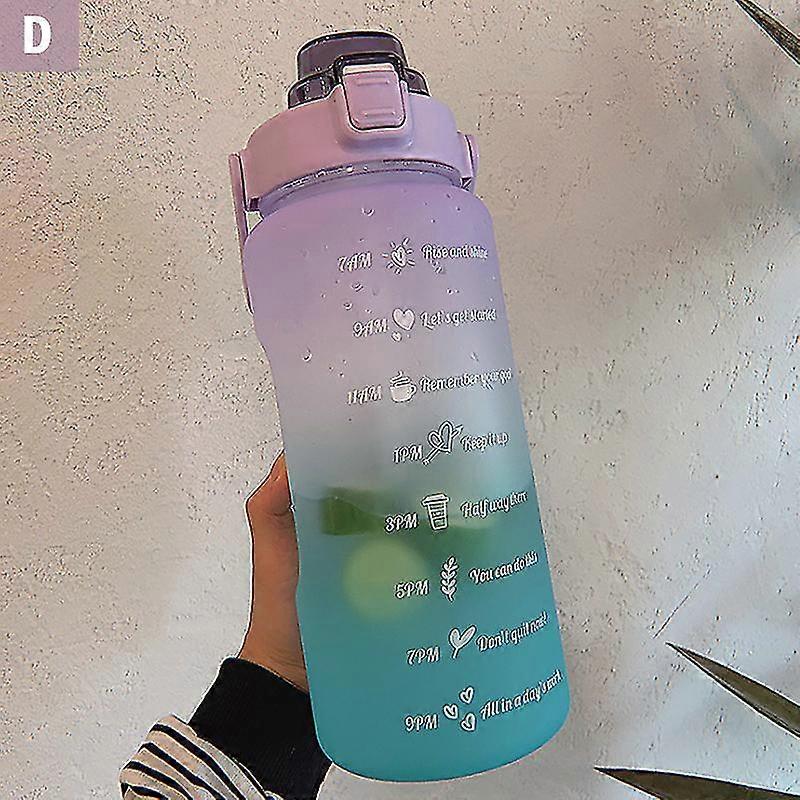 Colorful Water Bottle With Straw 2000ml Cute Portable Scale Bottle Water Kettle