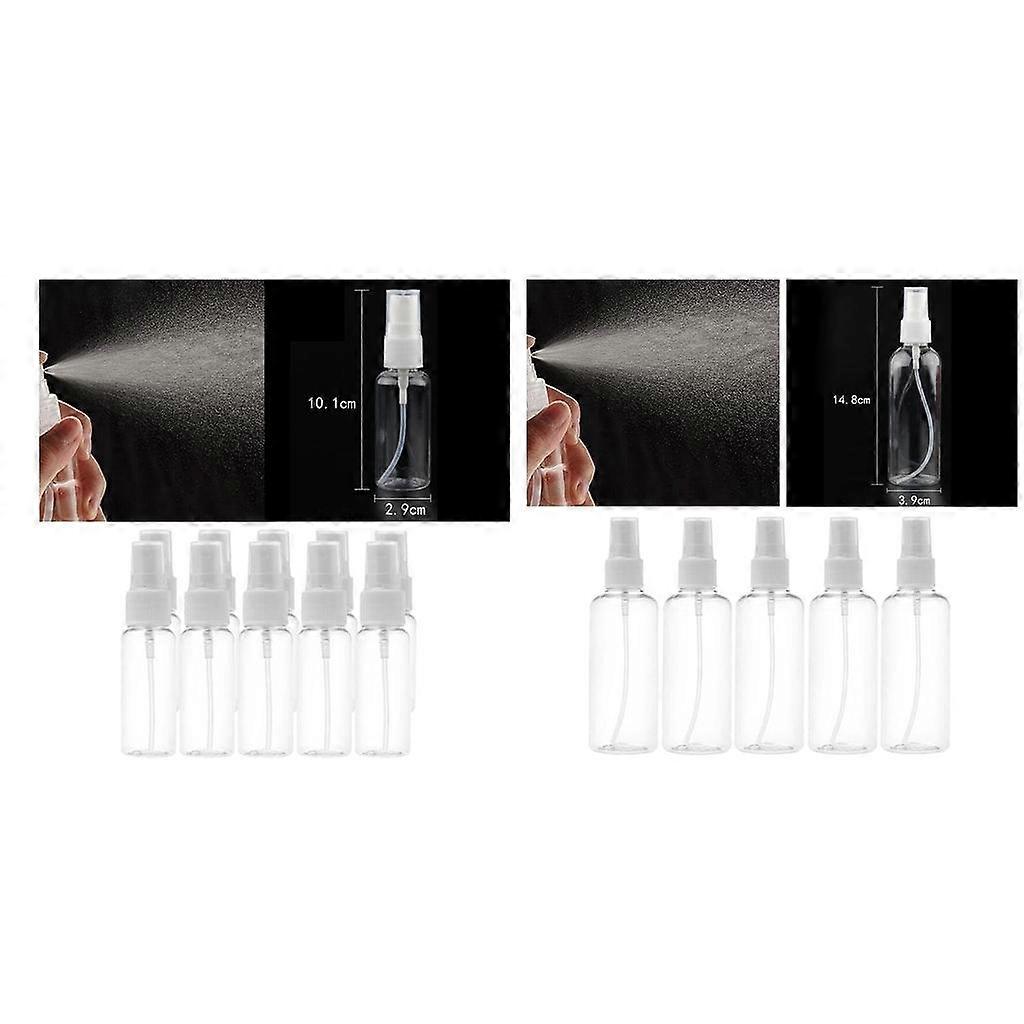 5x 100ml + 5x 30ml påfyllbare mini fine tåke sprøyteflasker