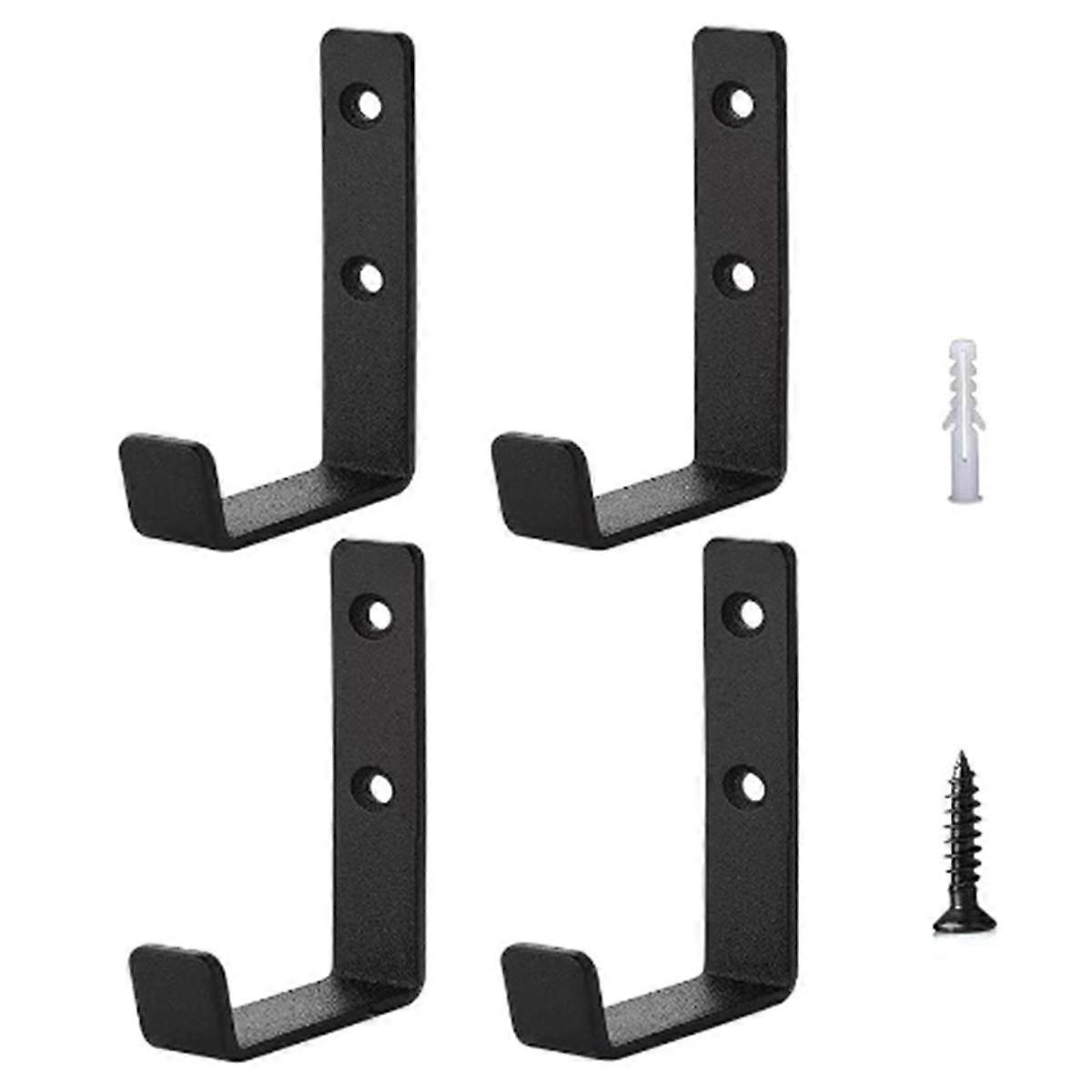 Set of 4 Heavy Duty J-Shaped Hooks -Garage Hooks - Metal Wall Mounted Hooks for Tool Storage - Garage Truck and Home