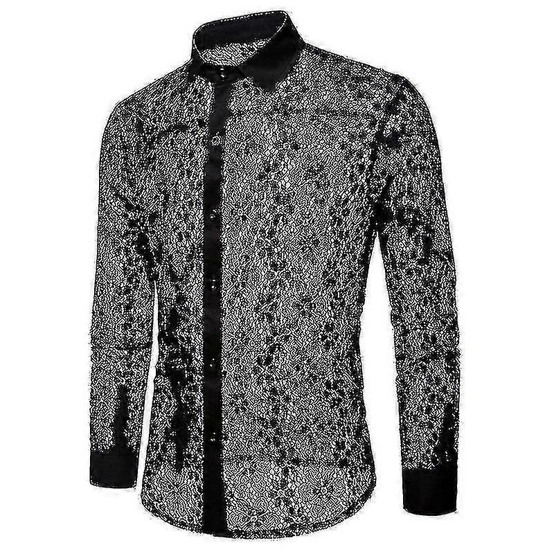 Men's Fishnet Button Down Shirts, See Through Lace Sheer Shirts