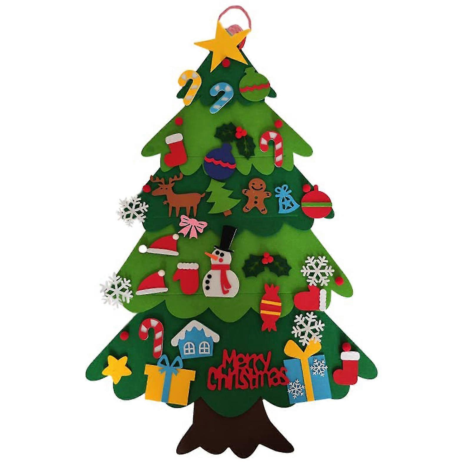 Newway DIY Felt Julgran För Barn Present, Med Avtagbara 32 St Prydnader För Jul Nyår Dekor
