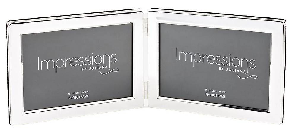 Juliana Impressions Hinged Double Frame 4x6 - Silver