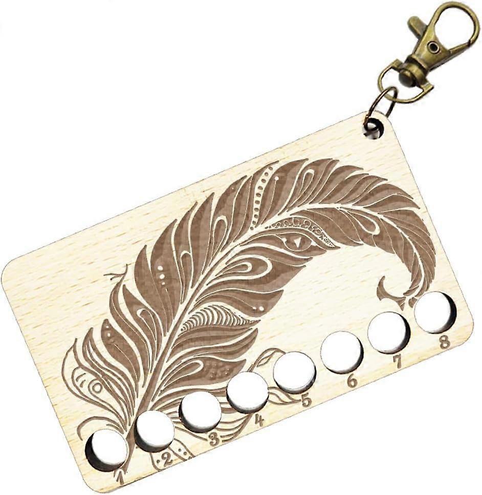 1 Pc Wood Needlework Project Card Feather Floss Thread Holder 10mm Hole 8 Positions Winding Plate Board with Clasp for DIY Sewing Storage Thread Craft
