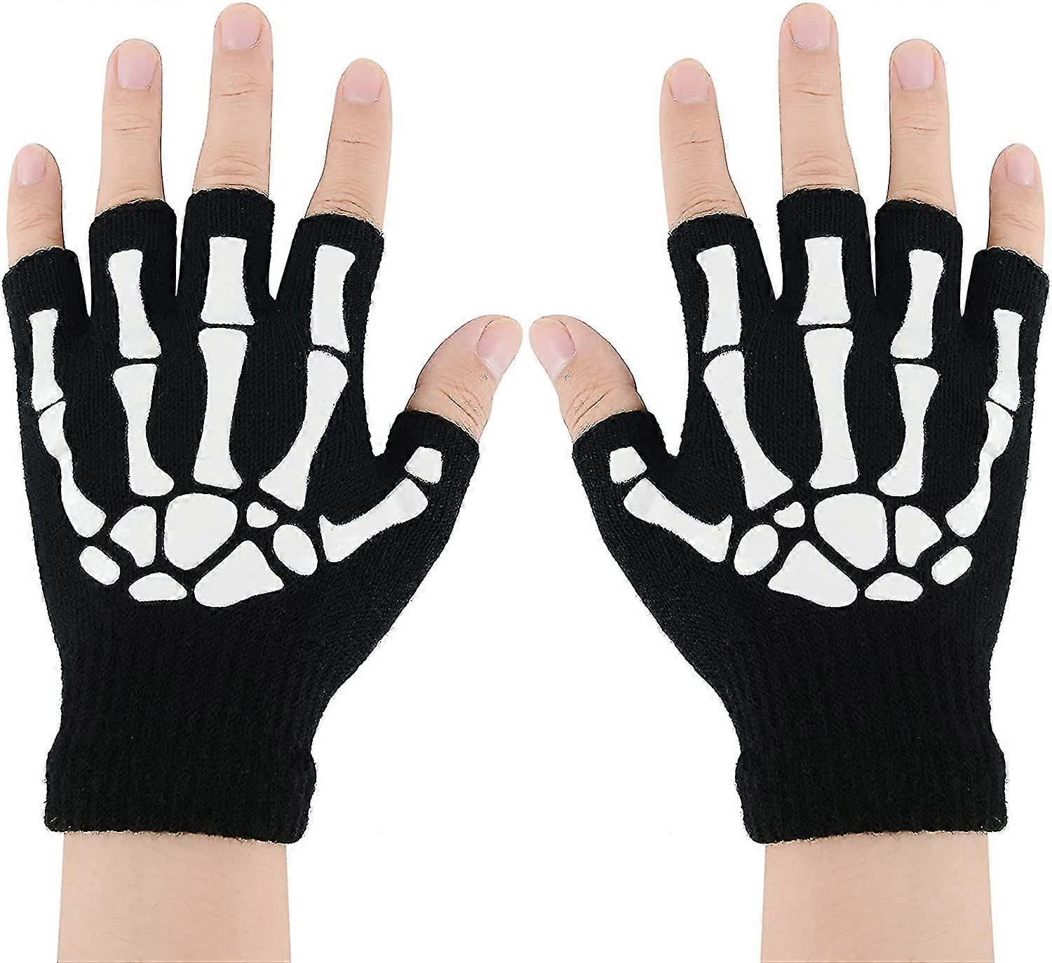 هيكل عظمي قفازات مضيئة تمتد كوستوم قفازات الجمجمة بلا أصابع زوج واحد