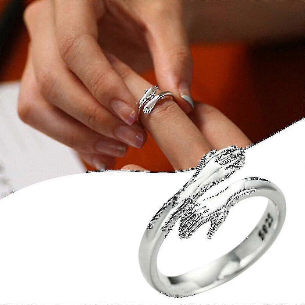 Love Hug Ring Open Finger Fully Adjustable Ring Silver