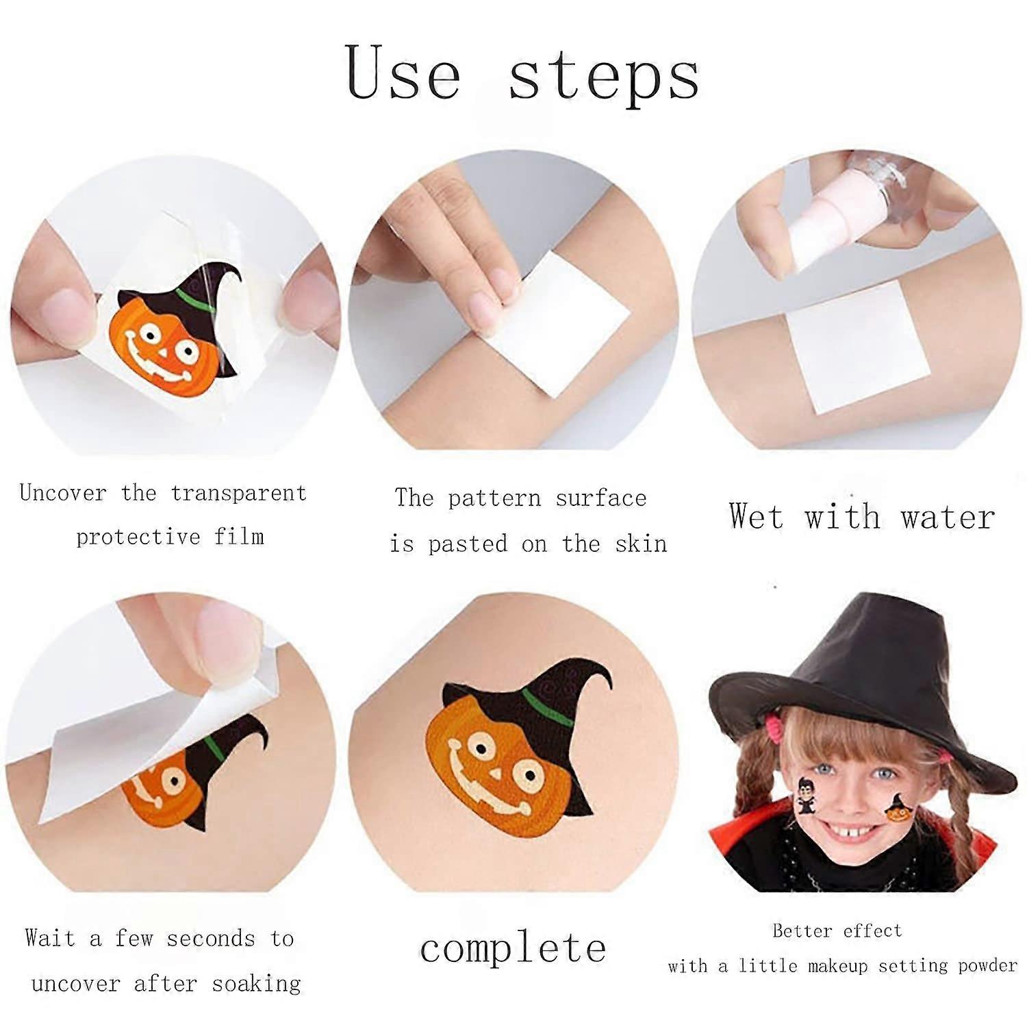 Tatuaggi di Halloween, 20 foglie, al buio, per babini, adulti, zucca