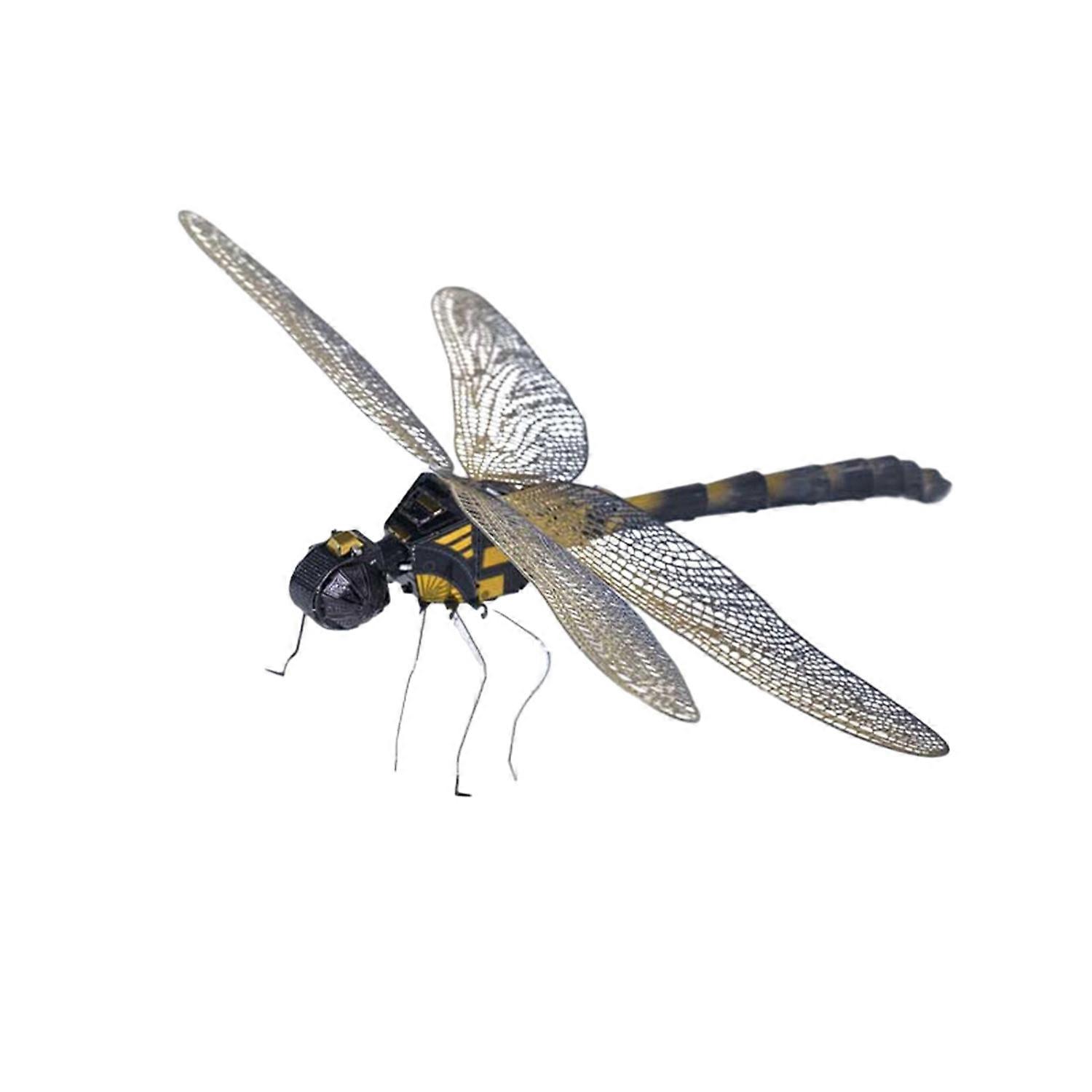 3D Simulation Dragonfly Figurines DIY Assembly Metal Dragonfly Model Realistic Insect Model Puzzle