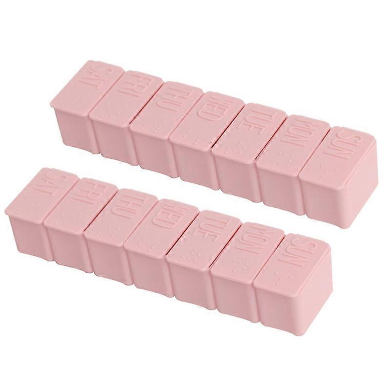2pcs 7 Days Tablet Dispenser Portable Weekly Box for Pill Container Organizer fo