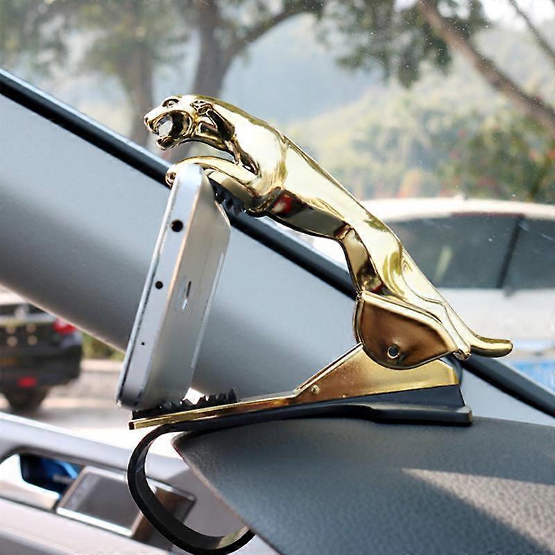 Car Dashboard Phone Holder, Golden Leopard Phone Mount Bracket Clip, GPS Navigation 360 Rotation Retractable Phone Stand Rack For Car Interior
