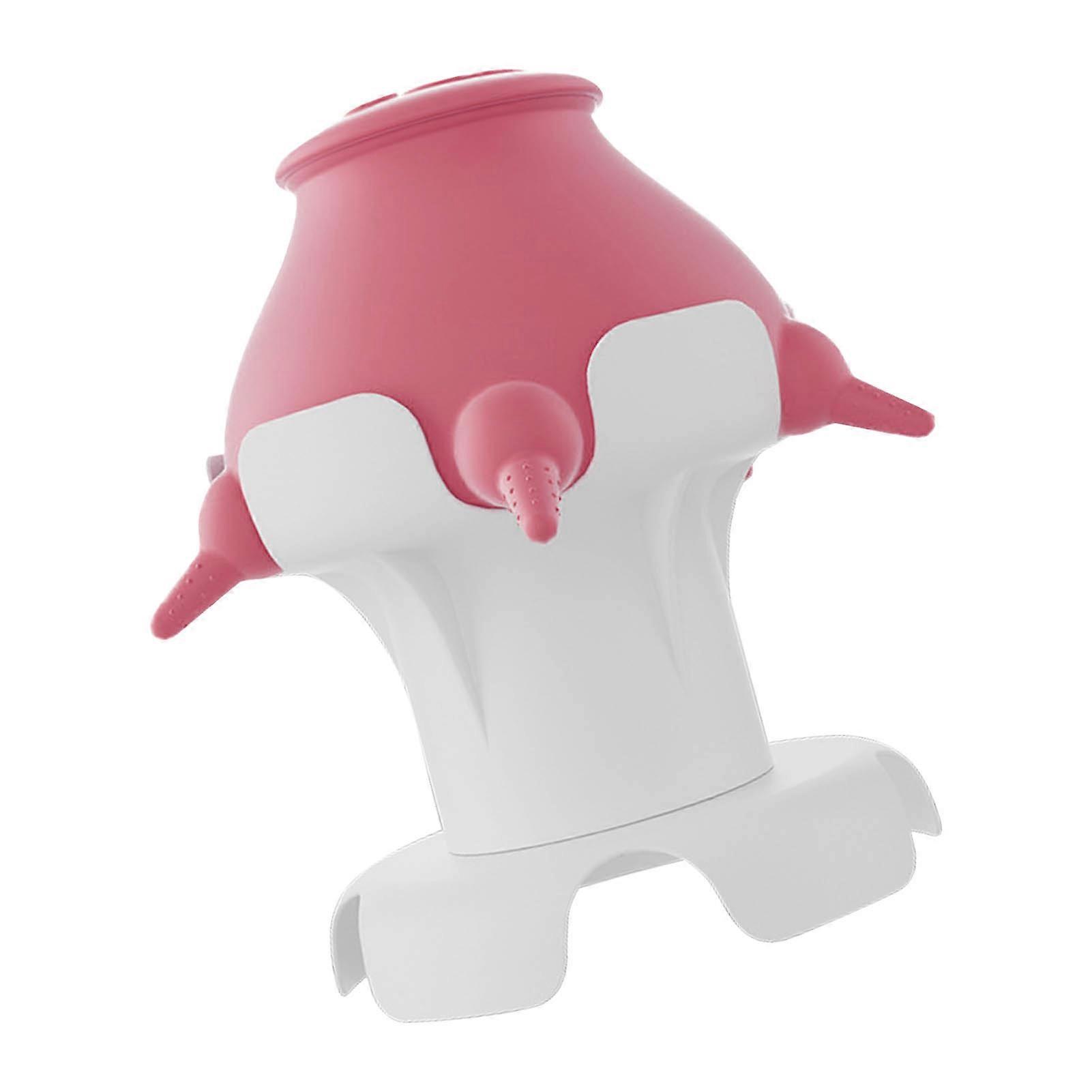 Puppy Milk Feeder with 4 Soft Silicone Nipples Raised Base Bowl for Multiple Puppies and Kittens Pink