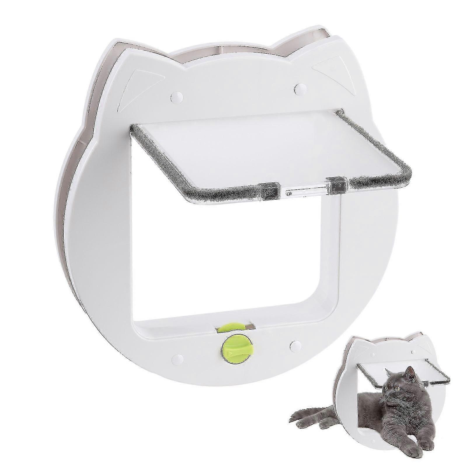 Cat Flap For Pets - 4-way Locking Cat Door For Interior Exterior Doors, Indoor Wall Or Hidden Cat Litter Box - Easy Quick Installation
