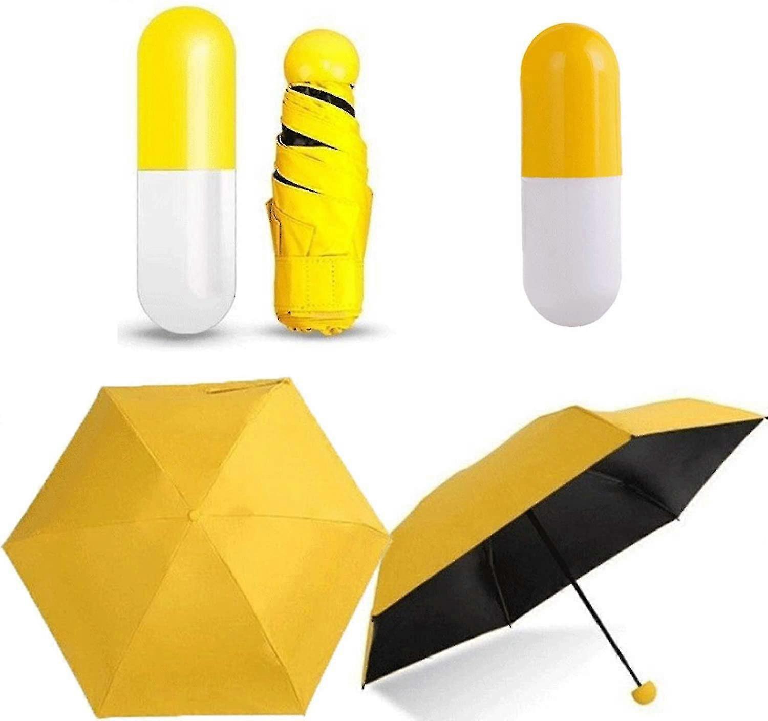 Mini Capsule Umbrella, Foldable Travel Small Umbrella With Cute Case(yellow)