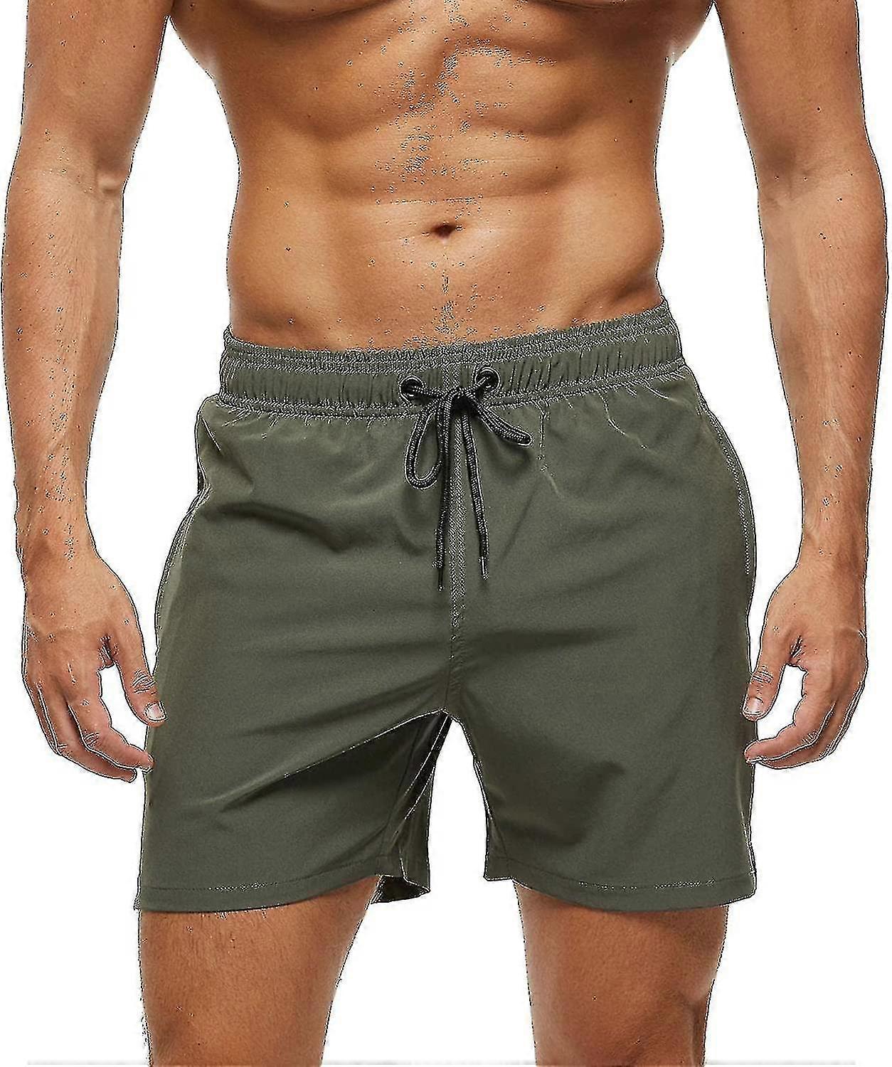 Men S Swim Trunks With Zip Pocket Waterproof Drying Quick Swimsuit Bathing Shorts With Adjustable Drawstring