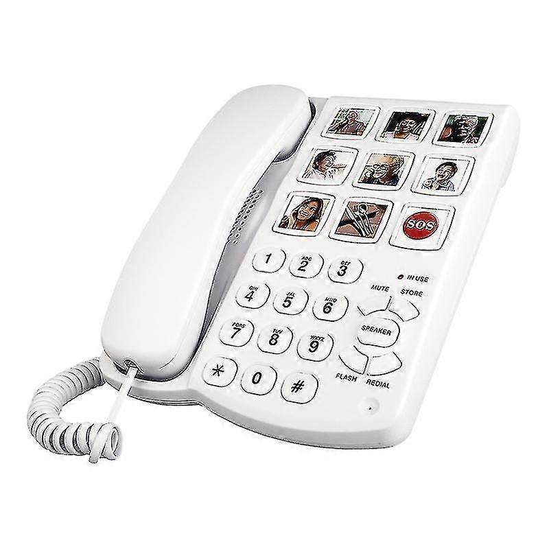 Big Button Corded Phone For Elderly Seniors, Large Button Landline Phone For Old People With Replaceable Picture Memory Key, Amp-ZZY