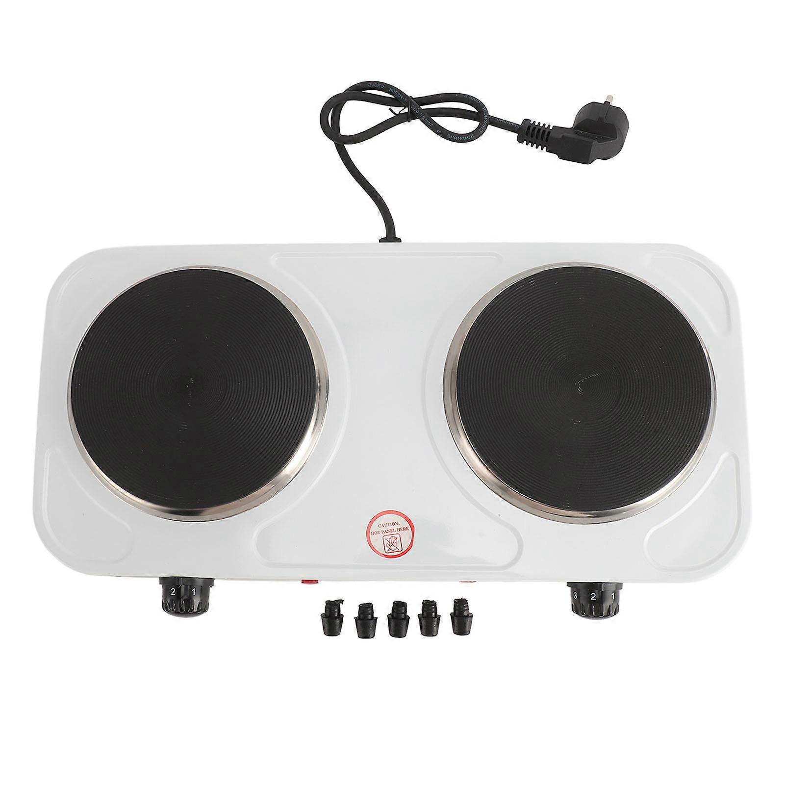 Countertop Double Cast Iron Burner 2000 Watts Electric Hot Plate 5 Level Temperature Control Power Indicator Light Easy to Clean