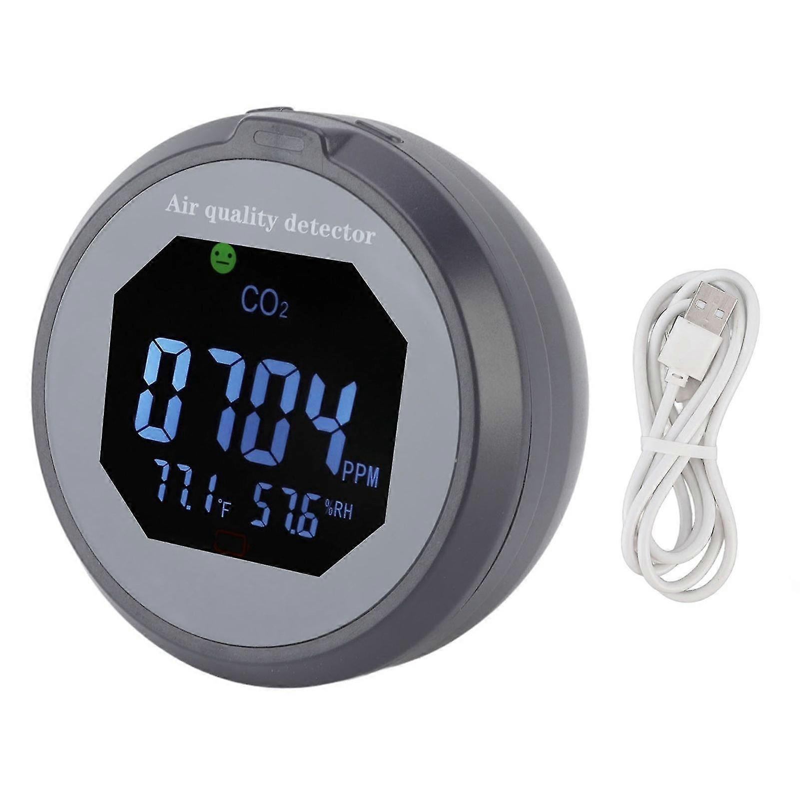 CO2 Monitor with Temperature Humidity Detector and Sound Light Alarm for Home Office USB Charging
