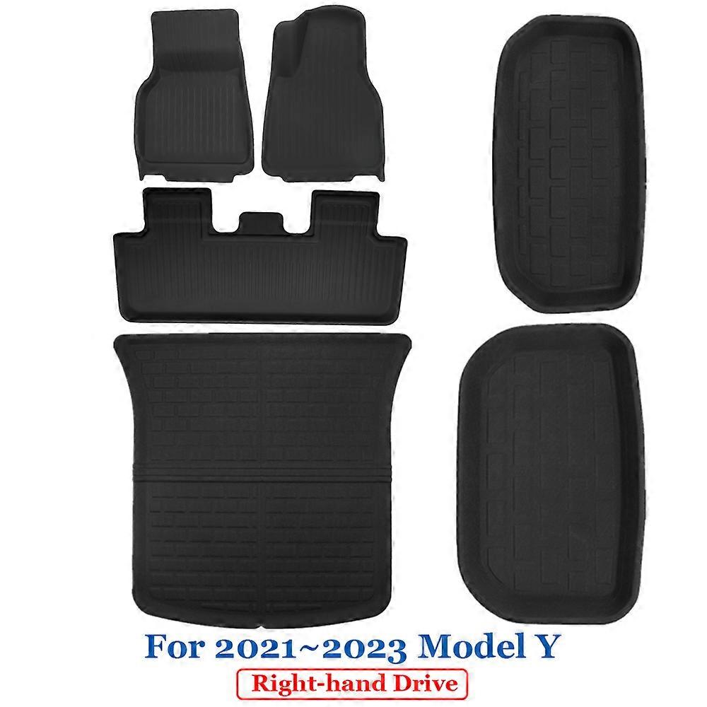 3D All-Weather LHD RHD Striped Floor Mats for Tesla Model Y 5 Seat 2020 2021 2022 2023 Custom Fit XPE Car Trunk Mat Floor Liners