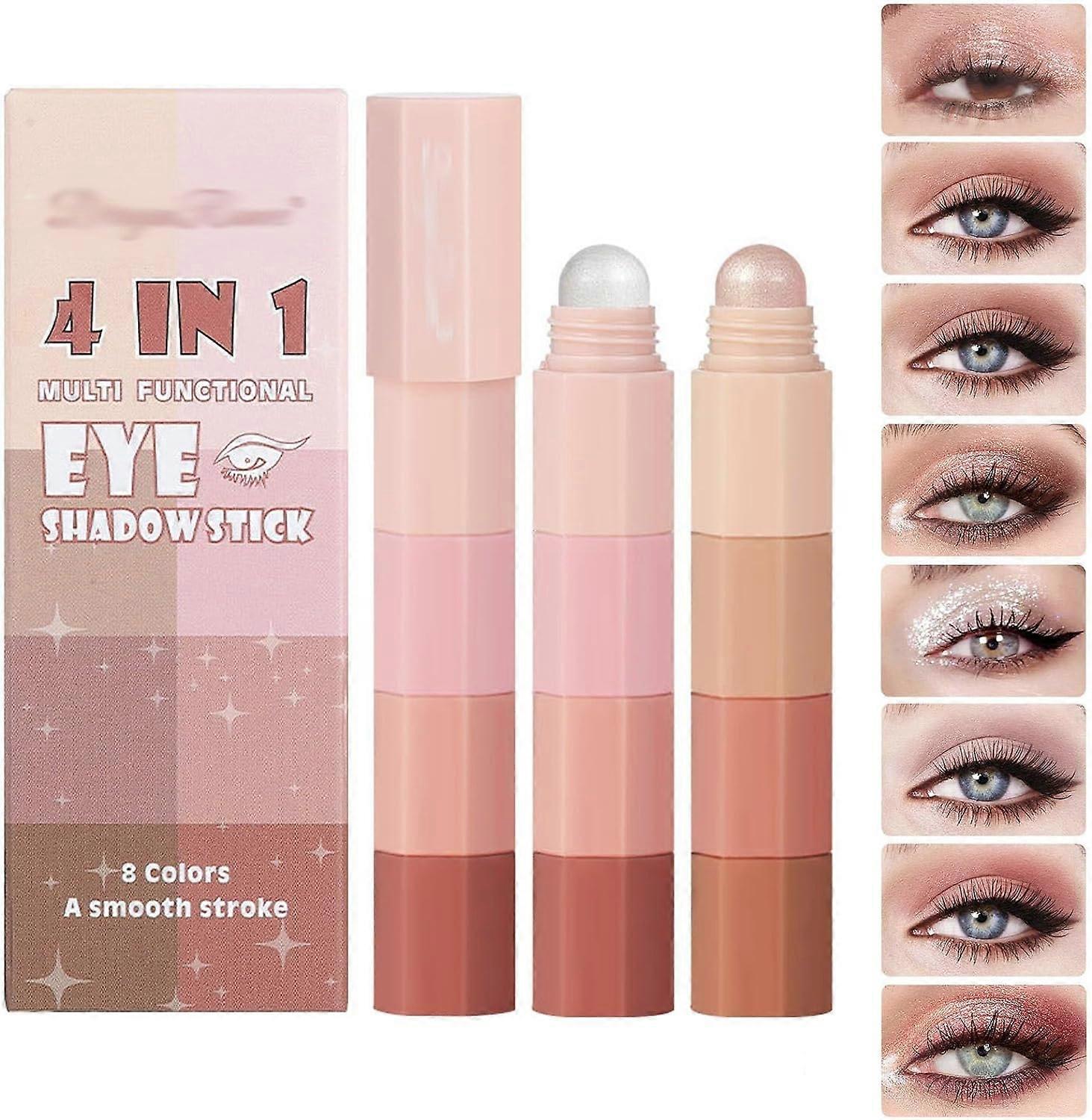8 Colour Eyeshadow Pencil, Pearl Matte Fine Glitter Eyeshadow, Creamy Smooth Nude Eyeshadow Pencil, Face & Eye Highlighter Pen