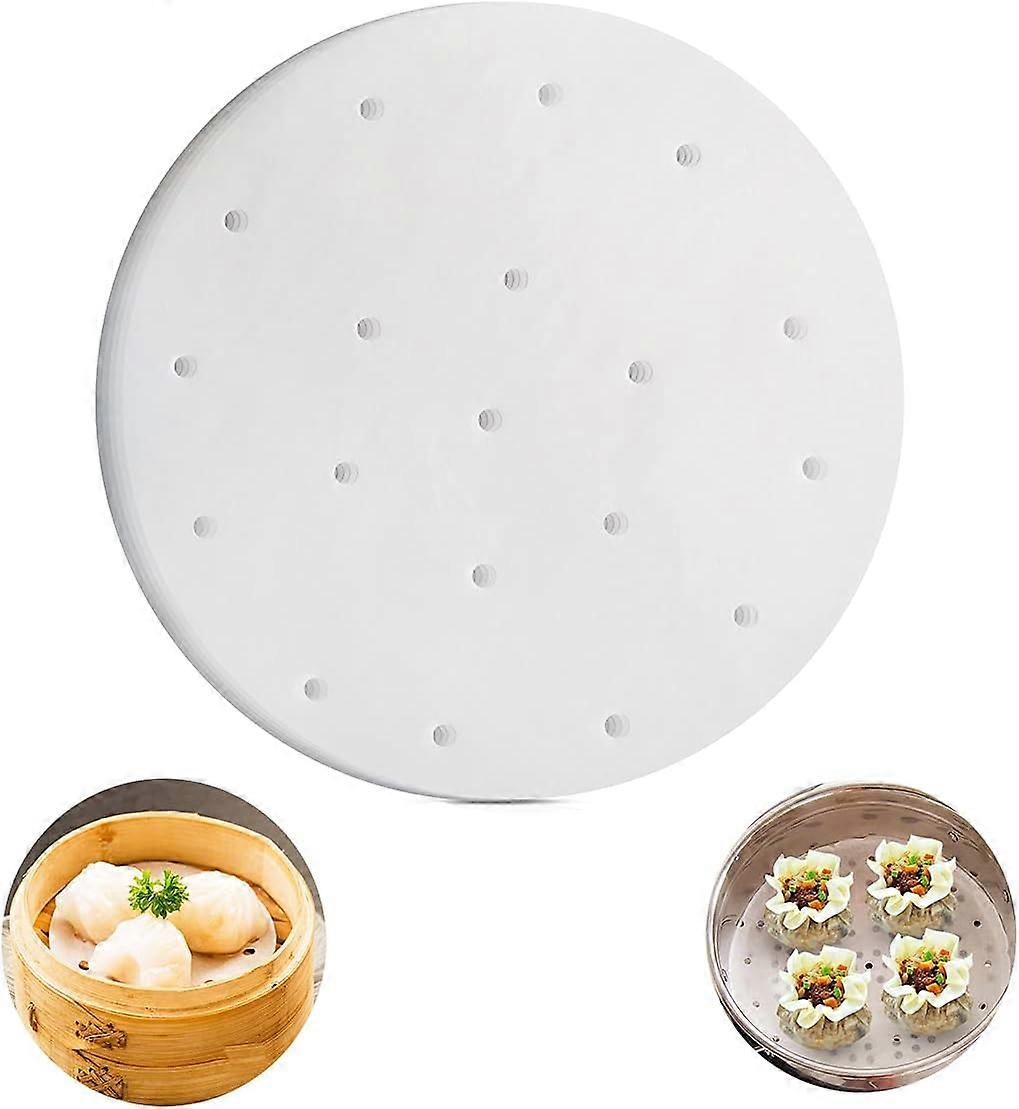 100 Sheets of Baking Paper, 8 Inch Round Parchment Paper, Perforated Baking Paper, Nonstick Air Fryer Baking Paper, Cake Tin, Bamboo Liners