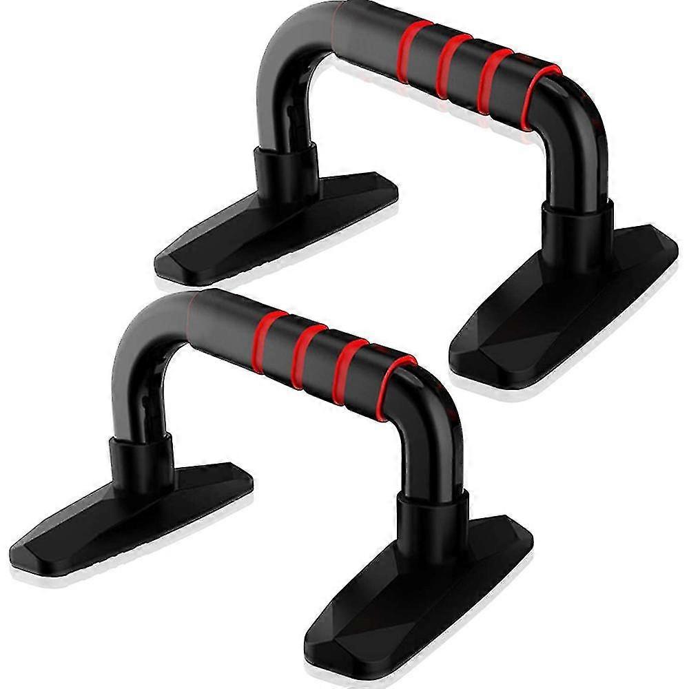 Push Up Bars Strength Training - Ergonomic Workout Stands ,Black Red