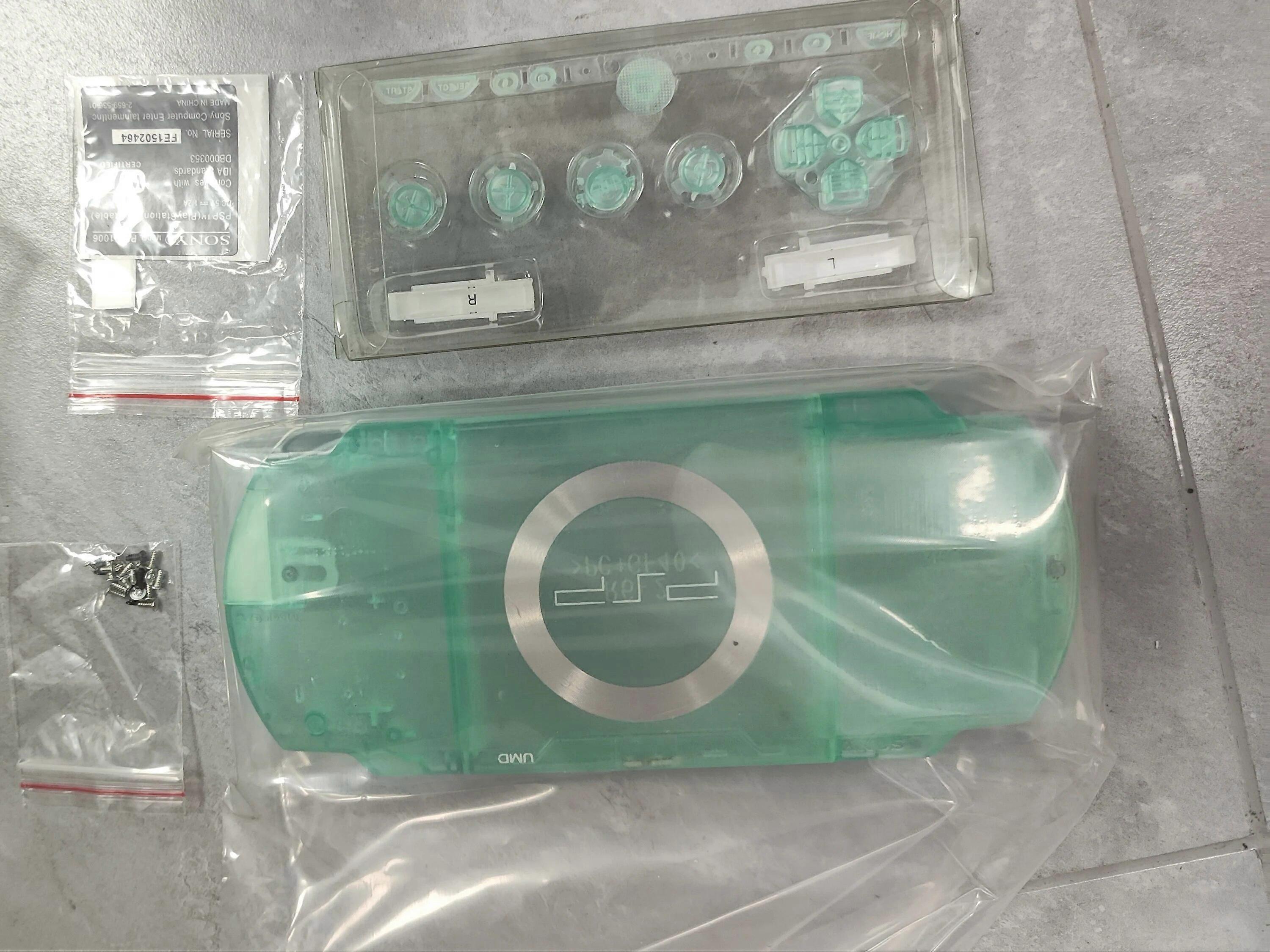 Custodia completa per Sony PSP1000 PSP 1000 Shell completa Sostituzione della custodia multicolore di alta qualità con kit pulsanti Shell clear green