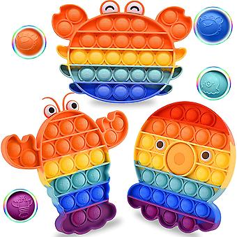 3 Packs Pop It Fidget Toys Pack, Push Pop Bubble Fidget Sensory Toys, Autisme Speciale behoeften Stress Relief Siliconen Druk verlichten Speelgoed, Squeeze Toy