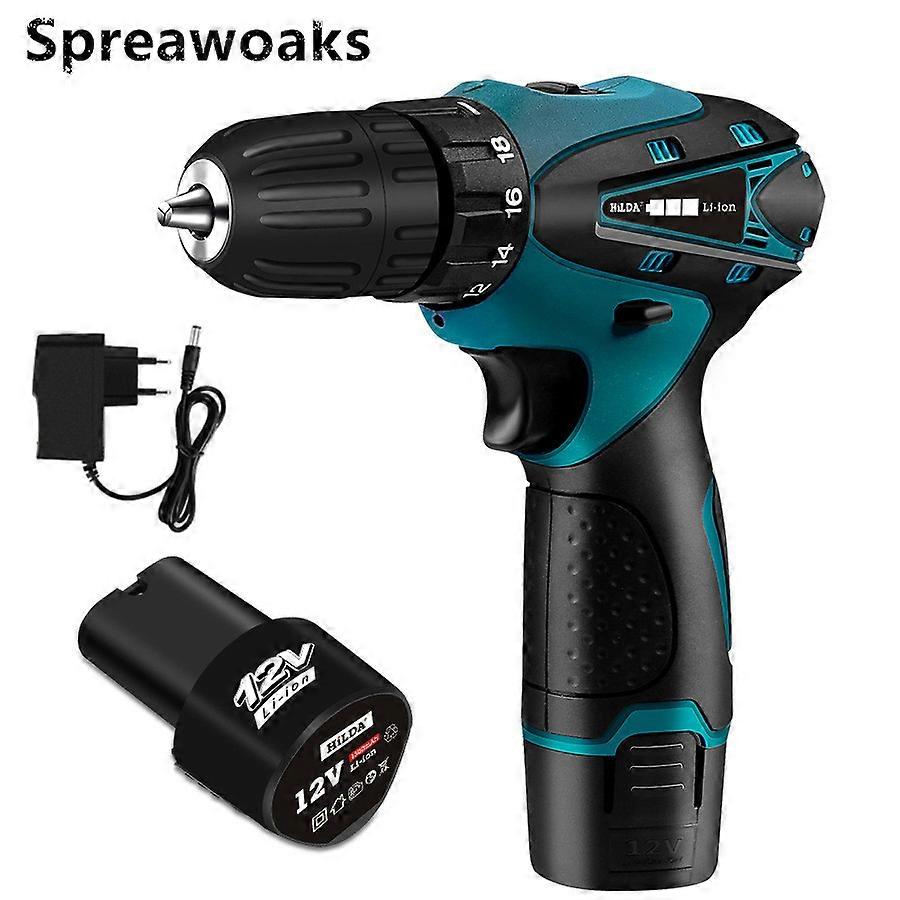12V Cordless Screwdriver Electric Drill Double Speed With 1.5AH Lithium Battery LED Light Hand Drill Tool For Makita 12V Battery