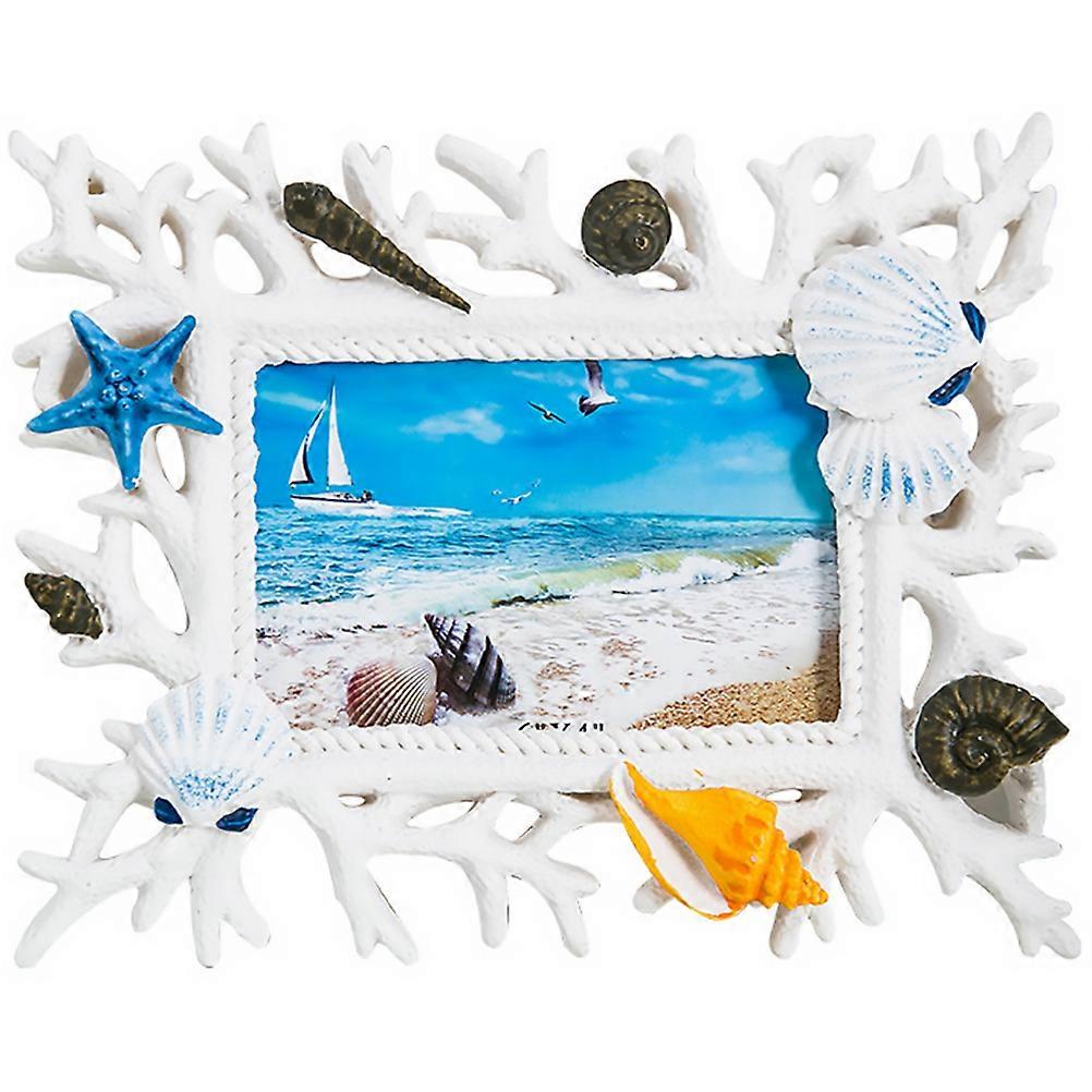 Coral Shell Photo Frame 6 polegadas resina Creative Picture Frame Wedding Photo Frame