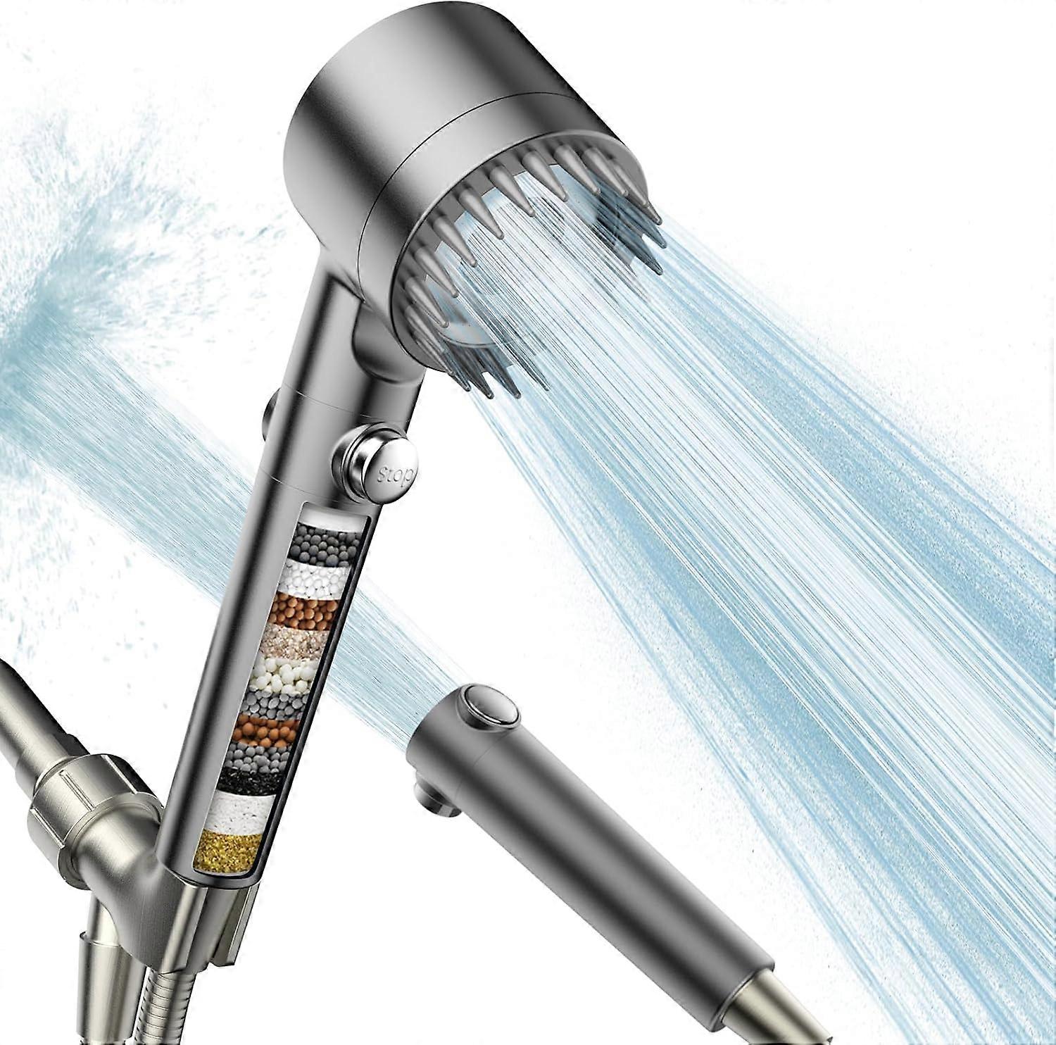 Filtered Shower Head with Handheld, High Pressure Water Flow and Multiple Spray Modes Shower Head with Filter, Power Wash for Hard Water, Showerhead w