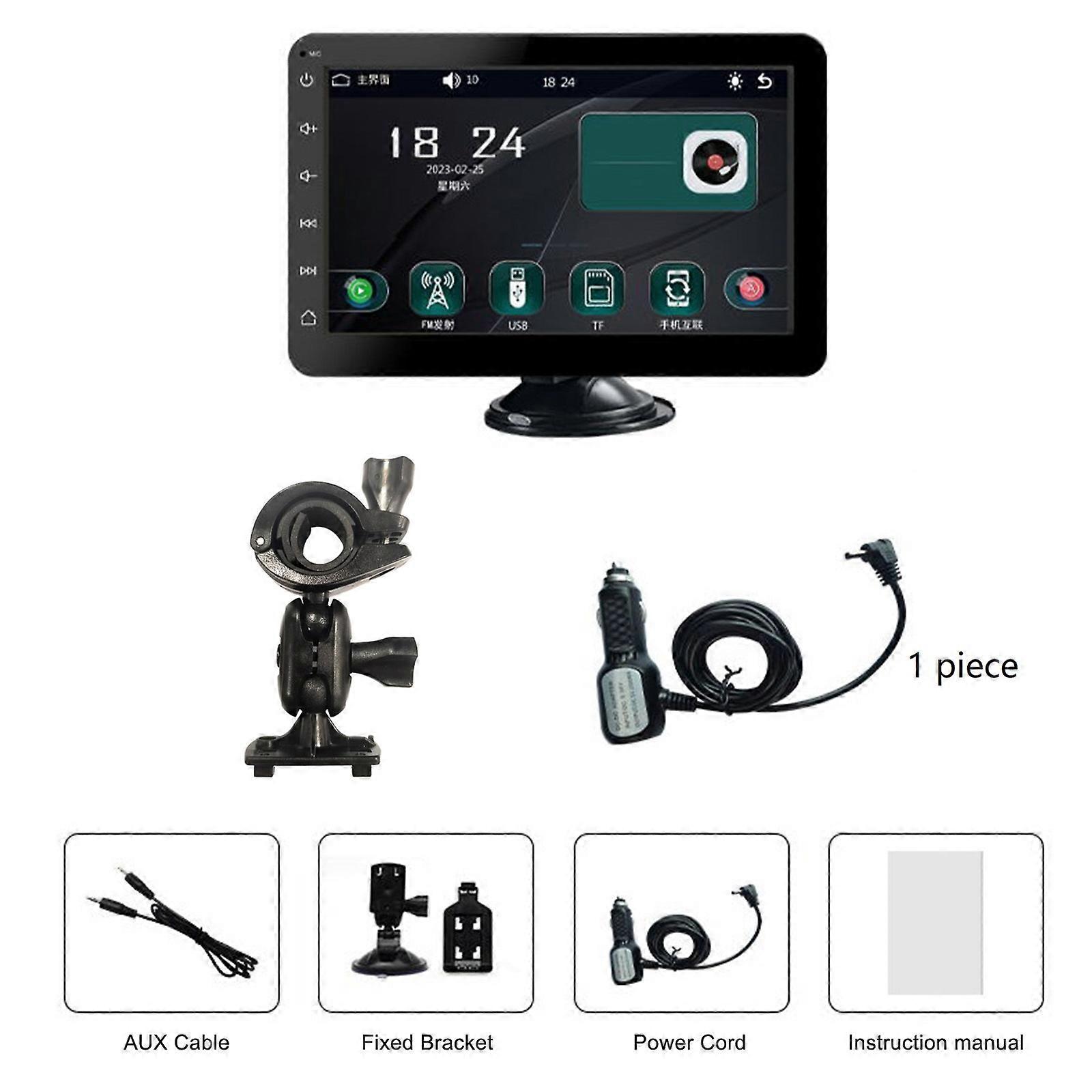 7Inch Car Motorcycle GPS Navigation CarPlay and Android Auto Portable Navigation GPS Touch Screen Motorcycle Display FM transmit