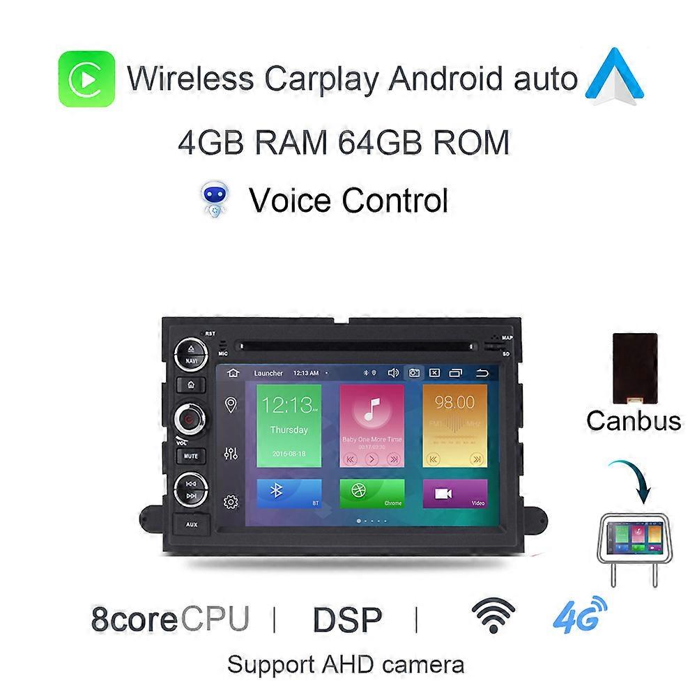 Carplay DSP IPS LTE Android 12 8G+128G Car DVD Player GPS Map WIFI RDS Radio Bluetooth For Ford Fusion Explorer Edge Expedition