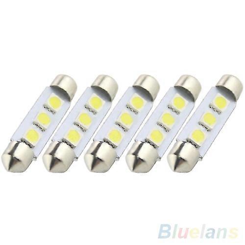 5 stuks 12V Auto Auto Interieur 0.6W 3-SMD LED Lamp Xenon Wit Kentekenplaatlicht